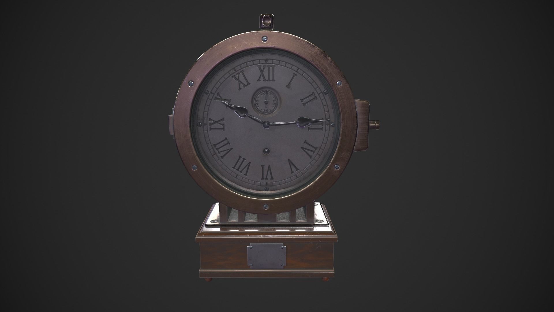 Vintage Clock Low-poly 3D model_5