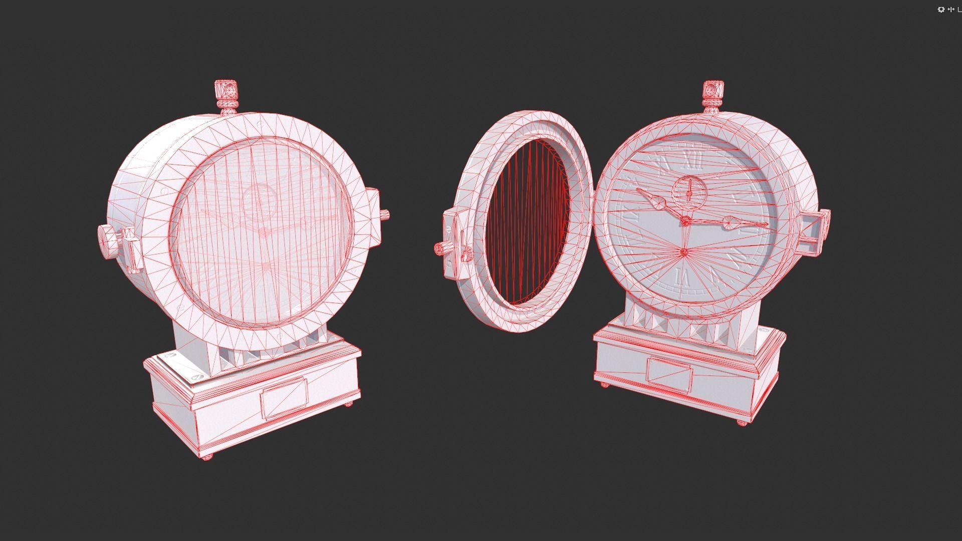 Vintage Clock Low-poly 3D model_10