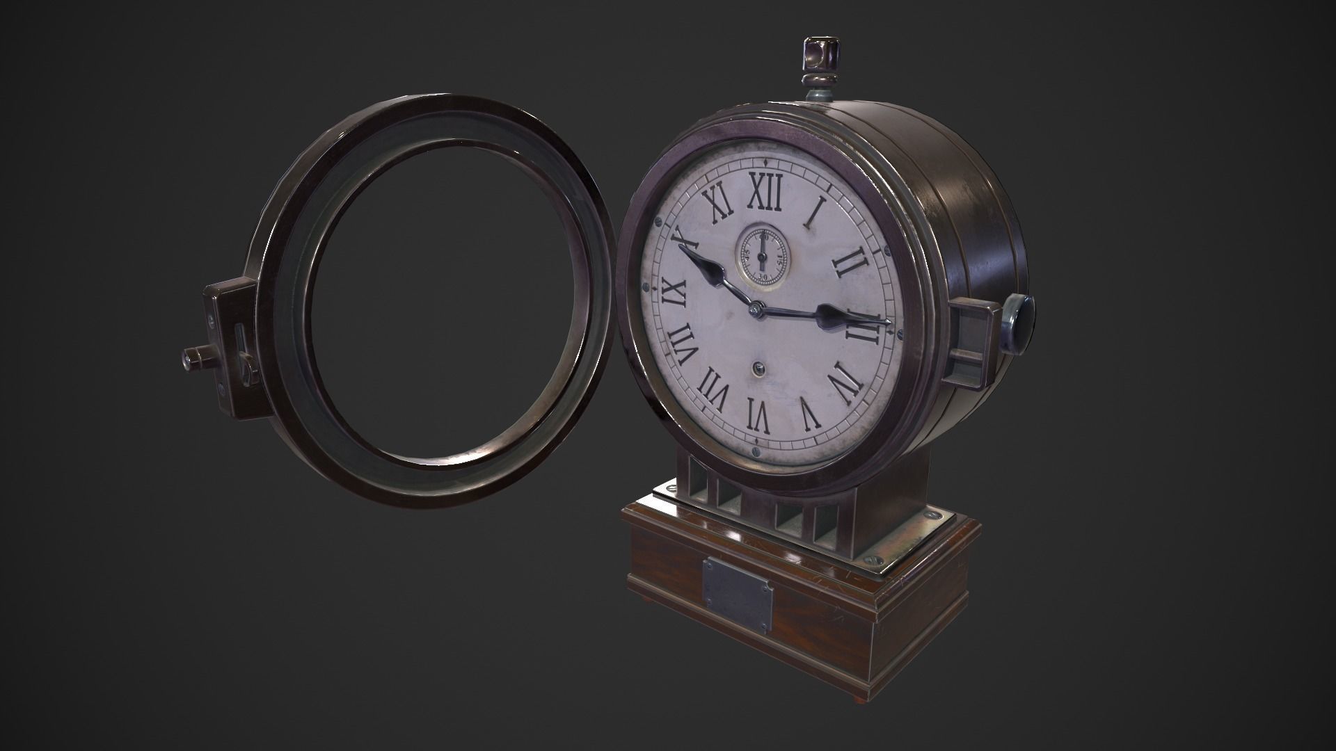 Vintage Clock Low-poly 3D model_3