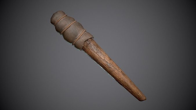 Wooden Torch Low-poly 3D model