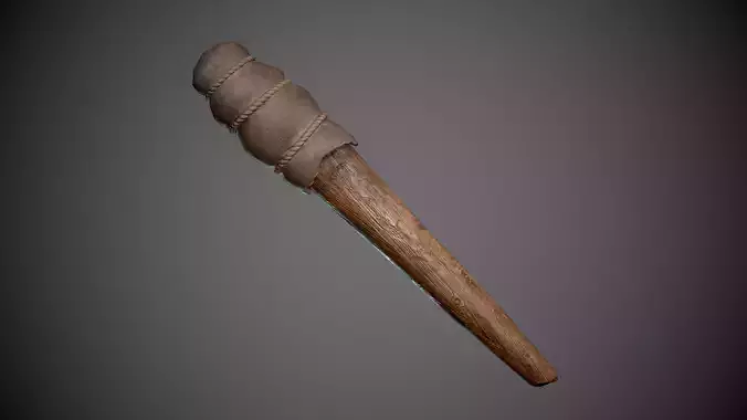 Wooden Torch Low-poly 3D model