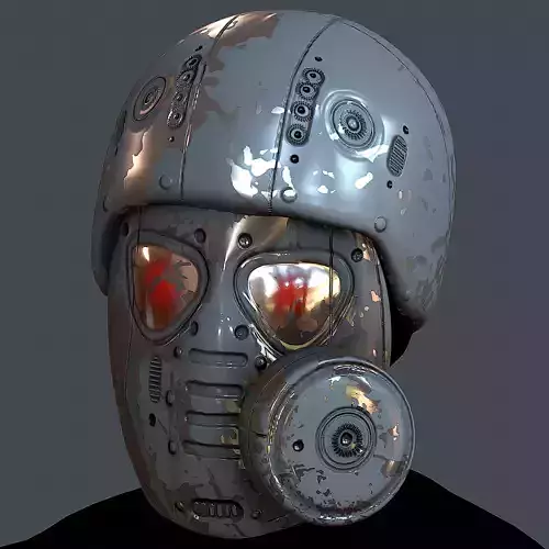 Gas mask helmet 3d model scifi Low-poly