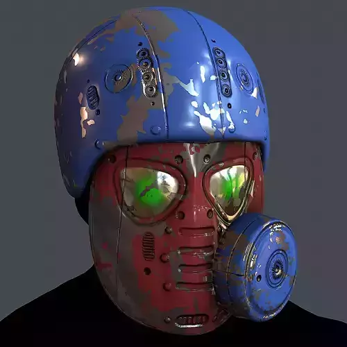 Gas mask helmet 3d model scifi Low-poly
