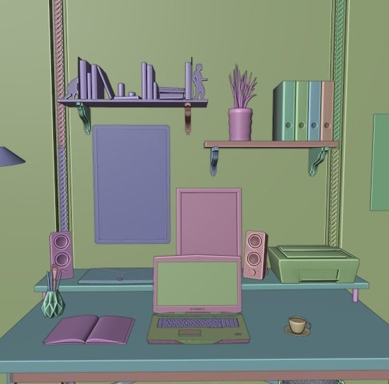 Work Room Low-poly 3D model_6