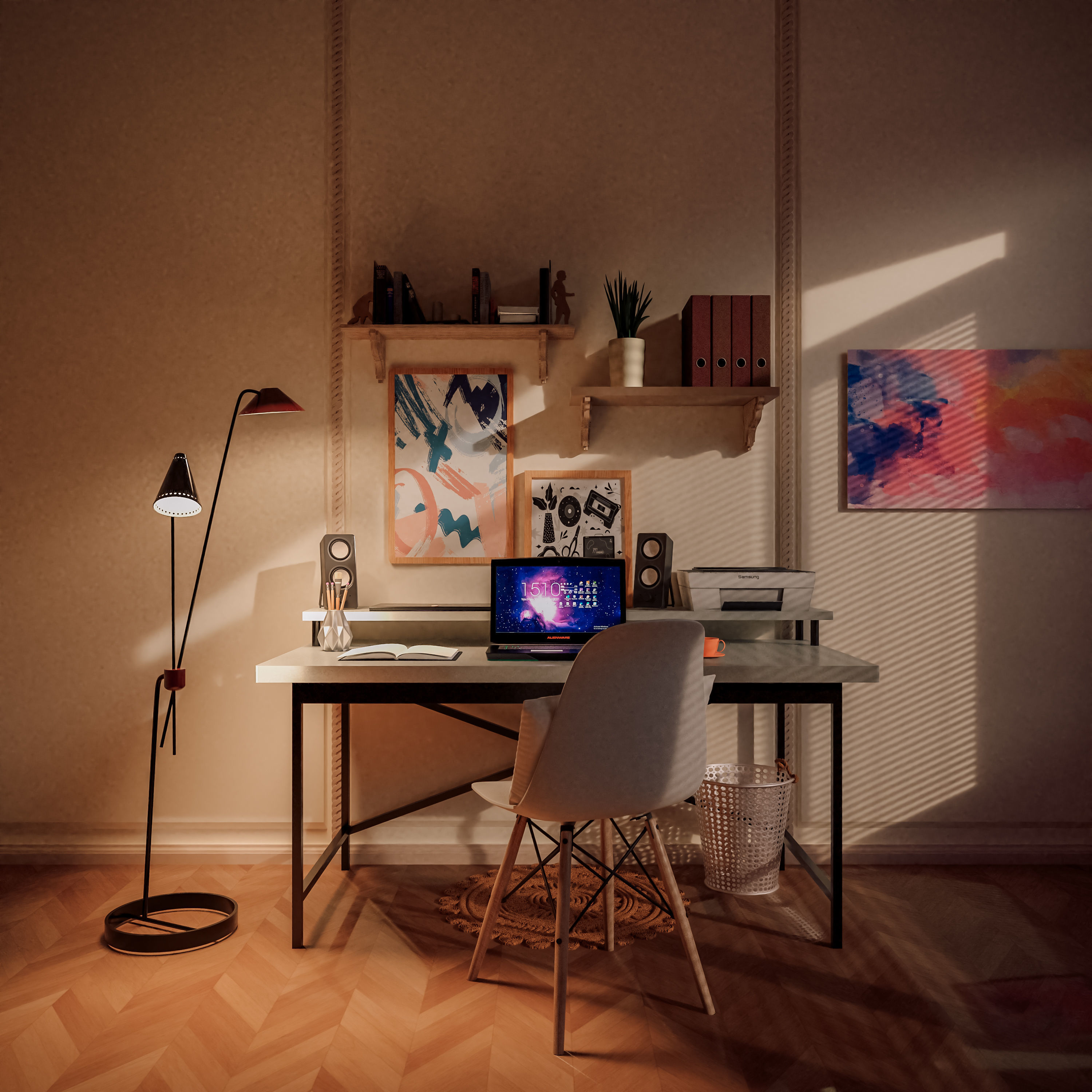 Work Room Low-poly 3D model_3