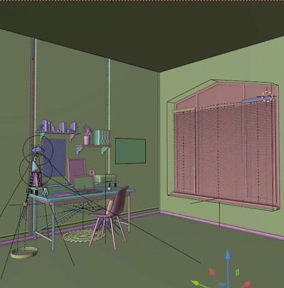 Work Room Low-poly 3D model_8