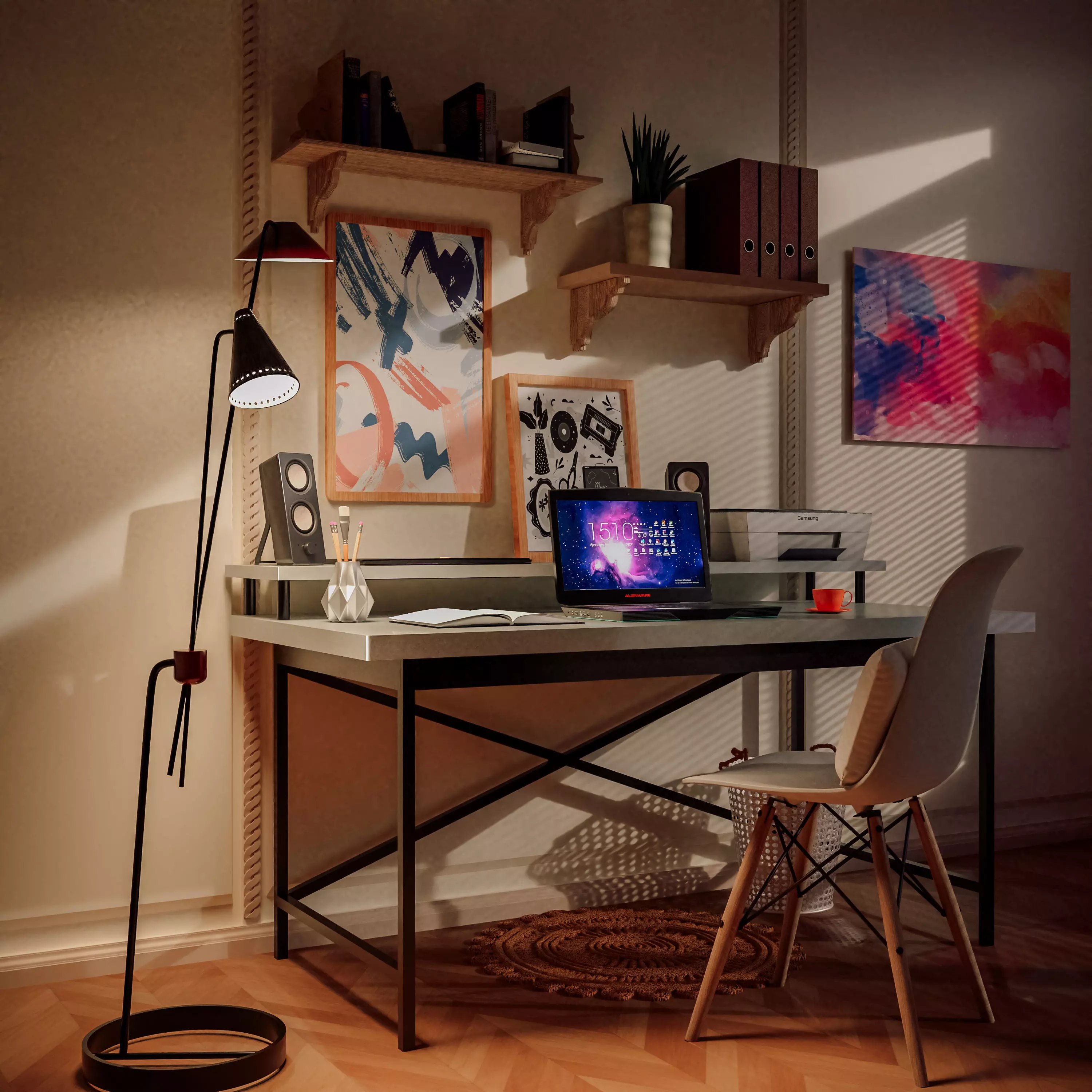 Work Room Low-poly 3D model_0