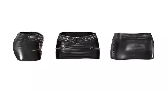 Mini Leather Skirt With Zips Low-poly 3D model
