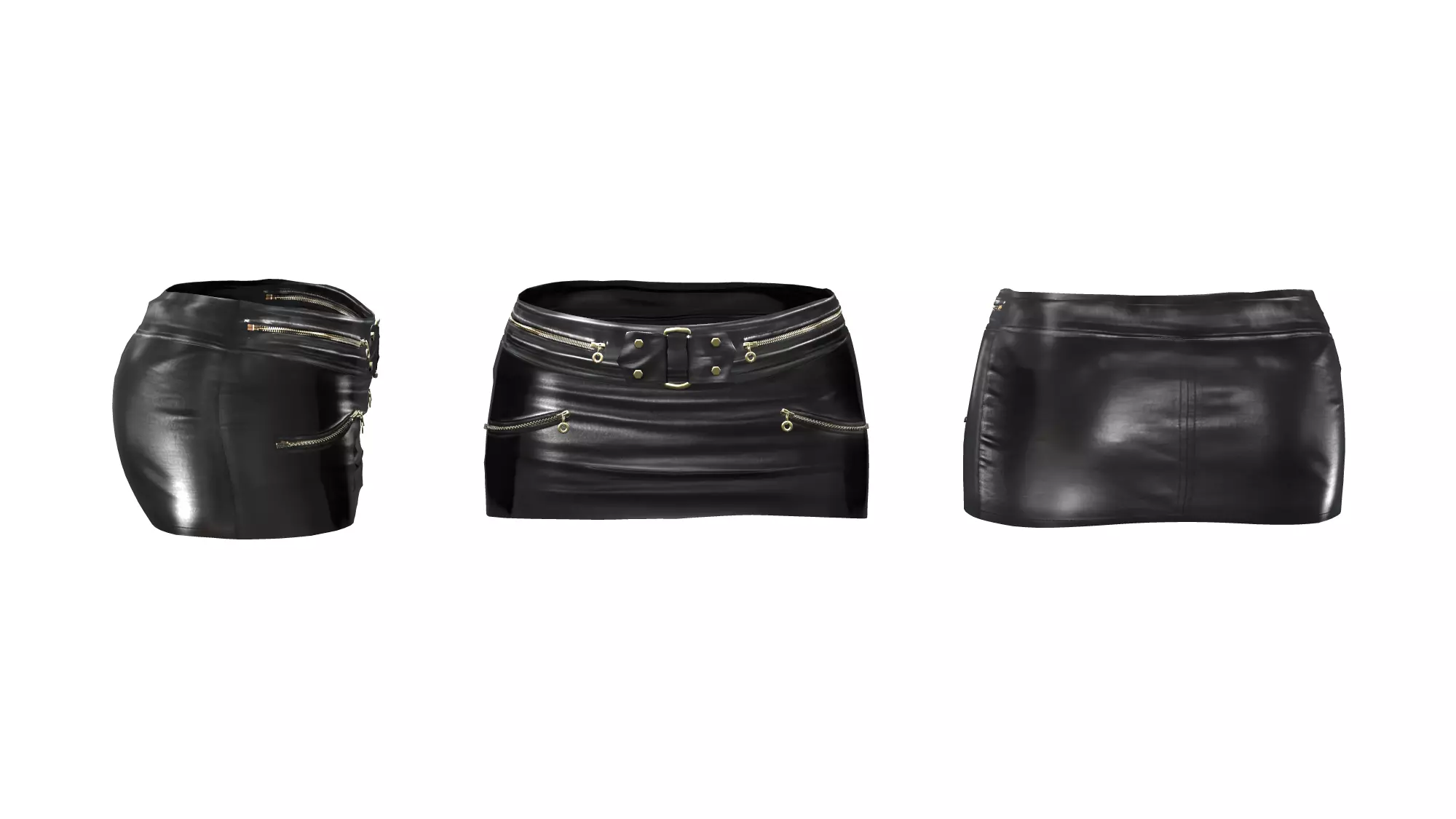 Mini Leather Skirt With Zips Low-poly 3D model_0