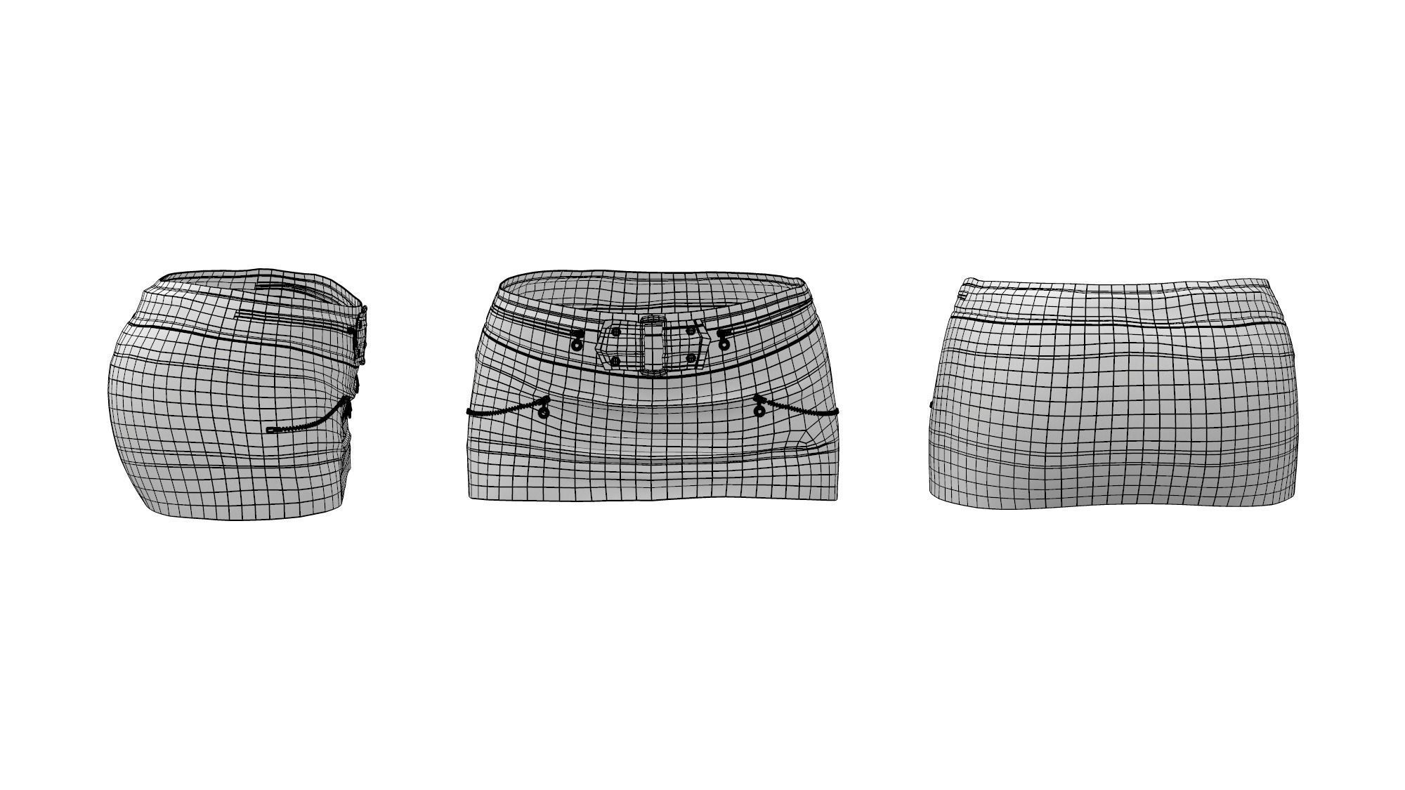 Mini Leather Skirt With Zips Low-poly 3D model_3