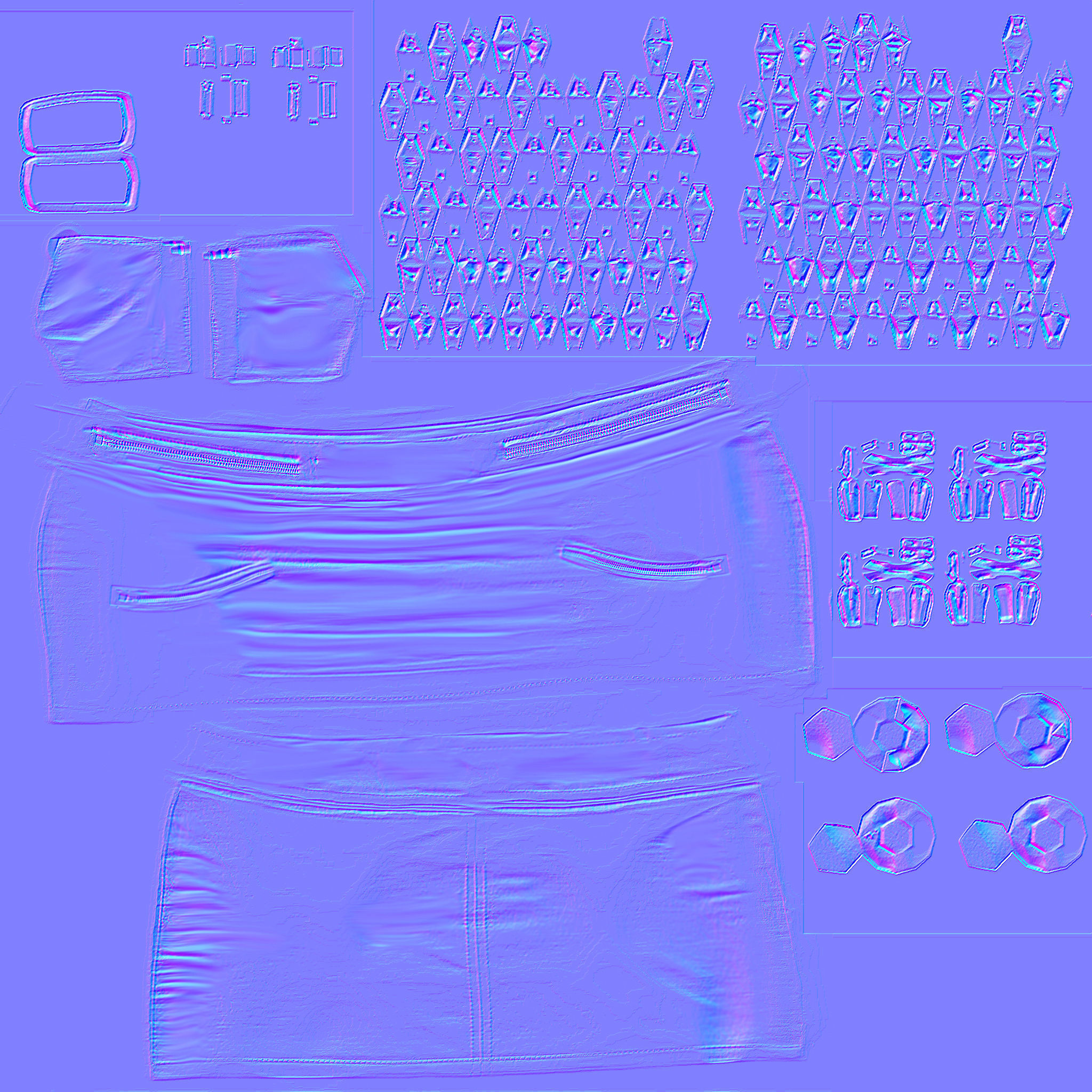 Mini Leather Skirt With Zips Low-poly 3D model_10