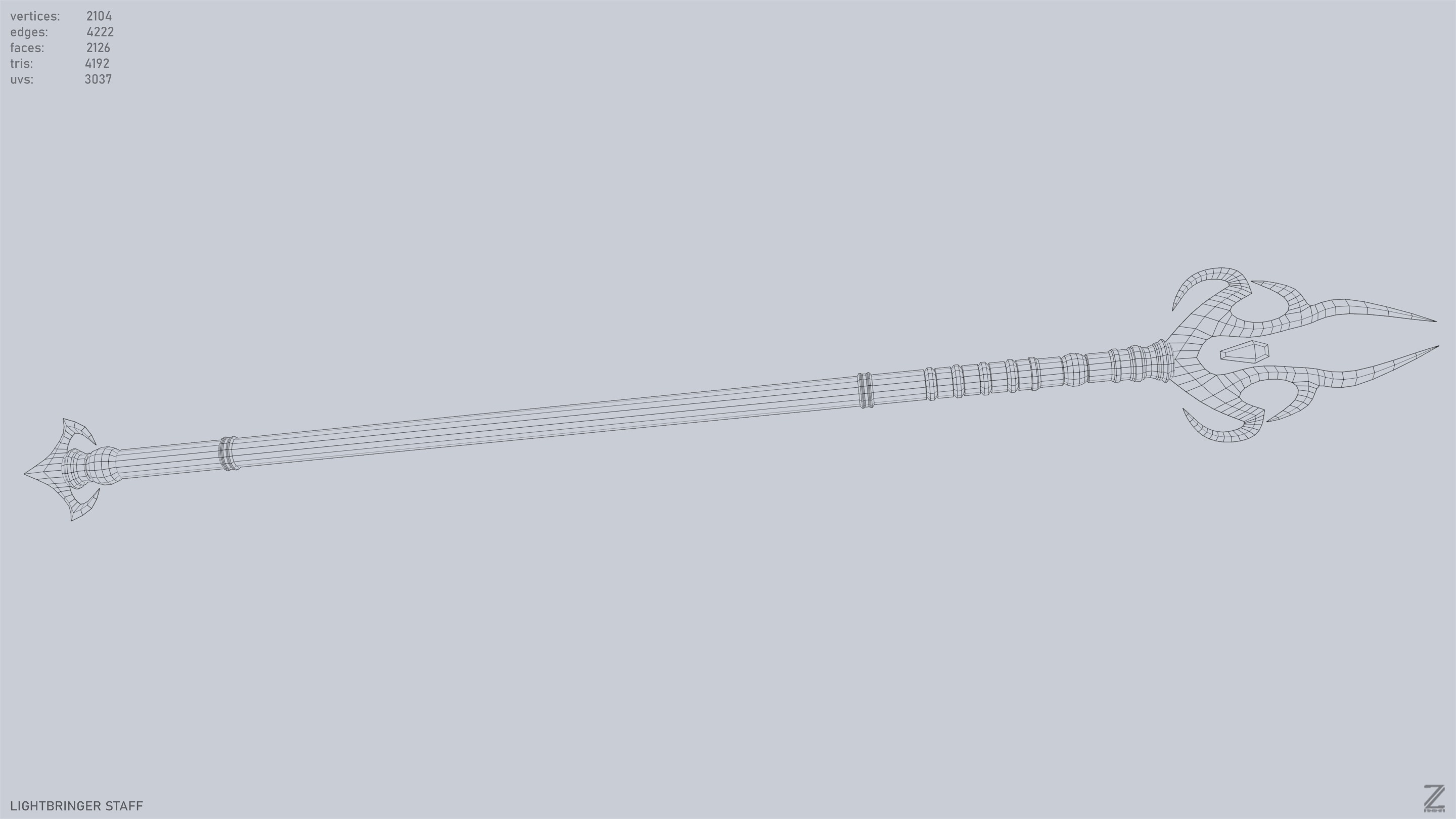 Lightbringer staff Low-poly 3D model_4
