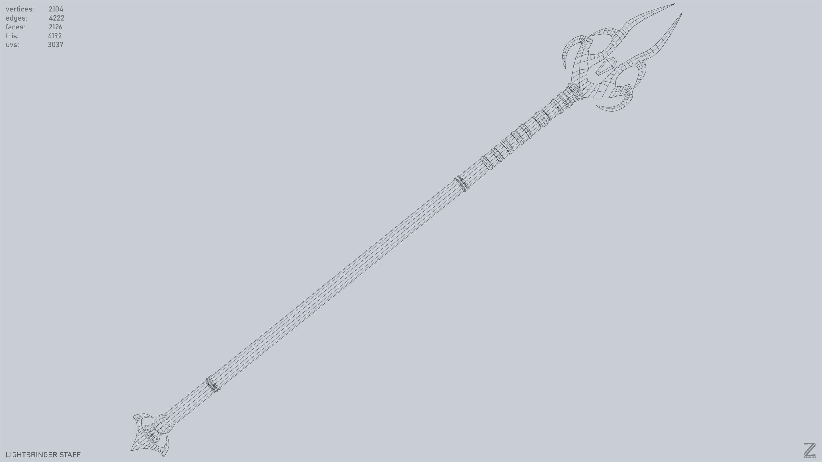 Lightbringer staff Low-poly 3D model_15