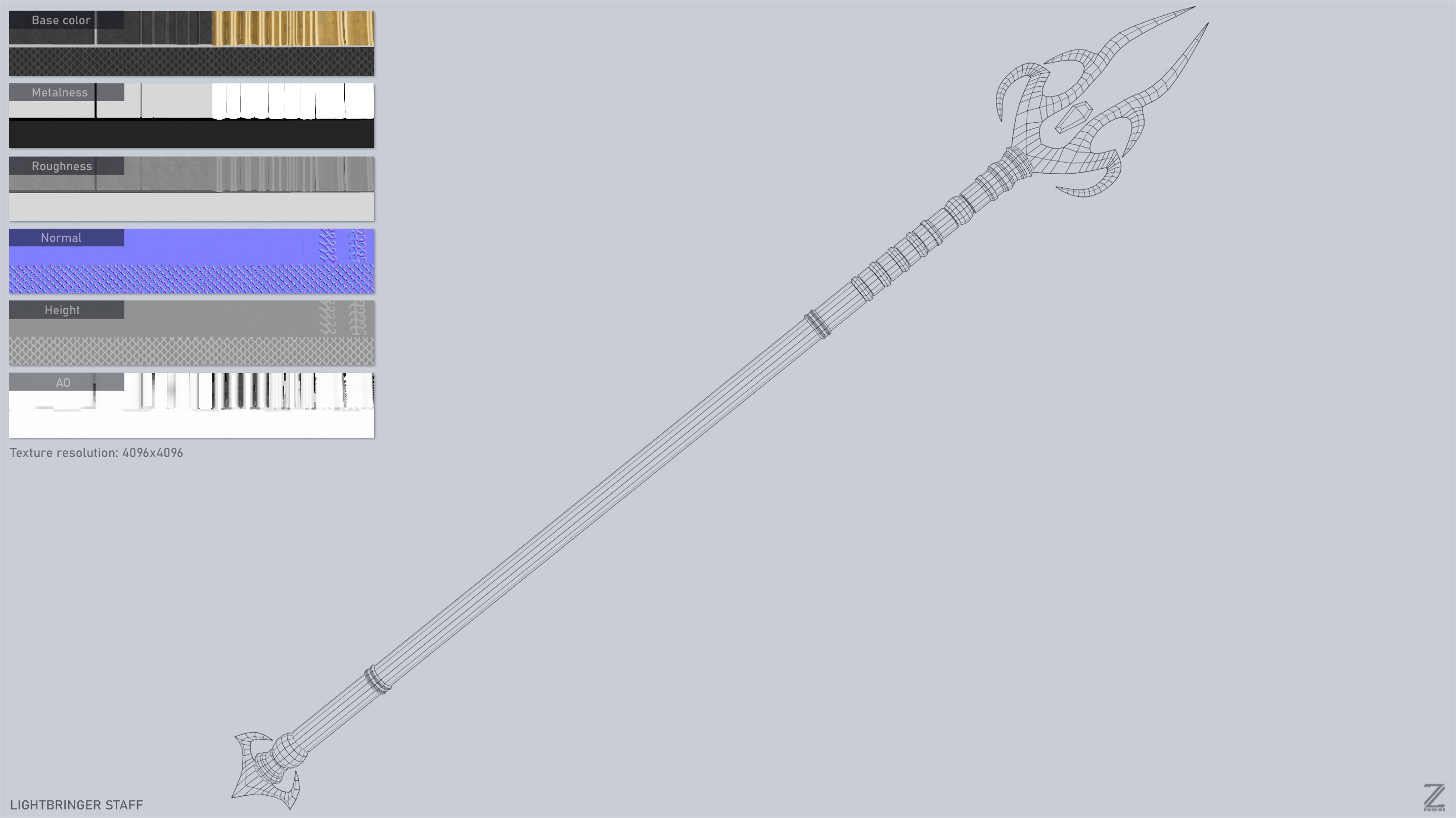 Lightbringer staff Low-poly 3D model_3