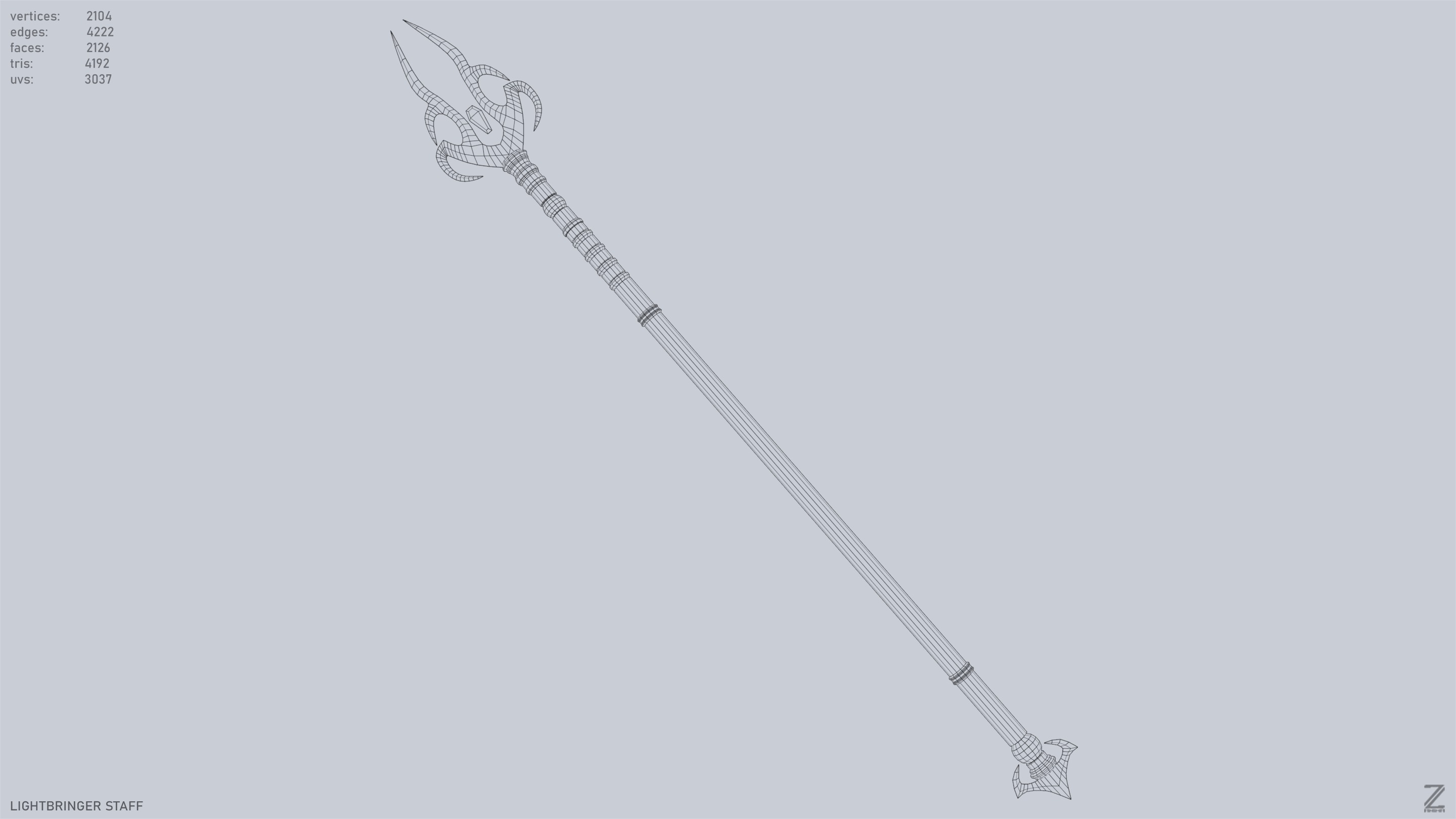 Lightbringer staff Low-poly 3D model_11