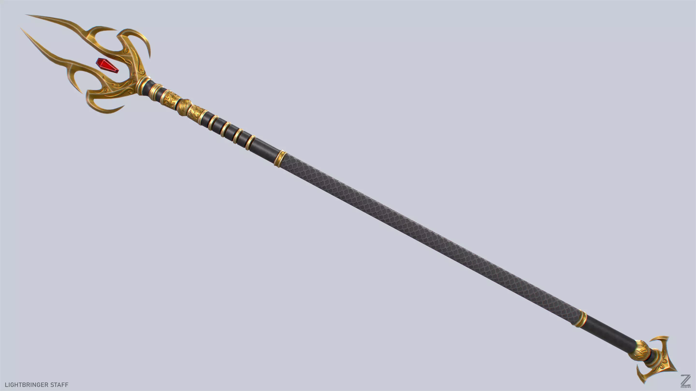 Lightbringer staff Low-poly 3D model_0