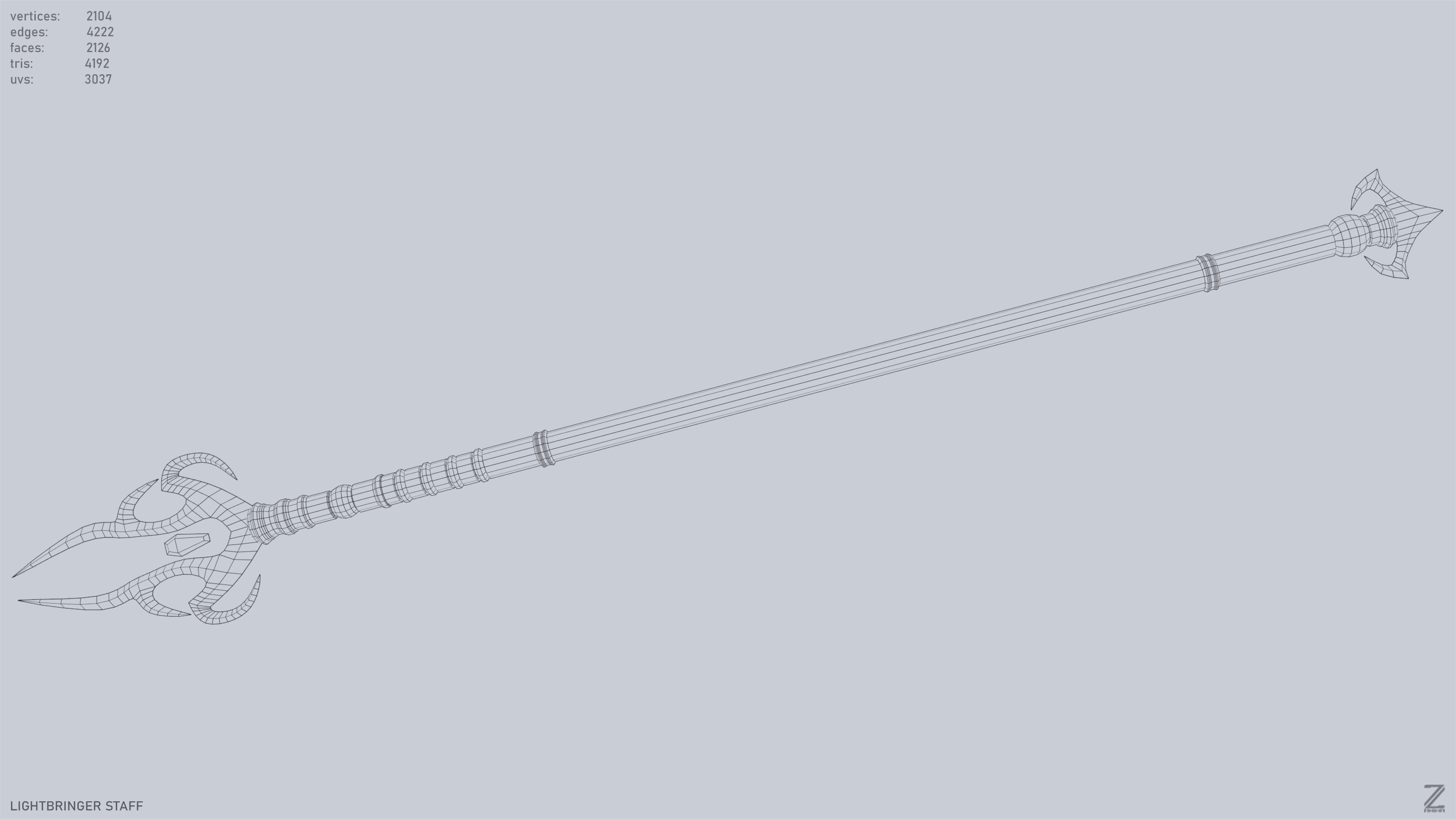Lightbringer staff Low-poly 3D model_13