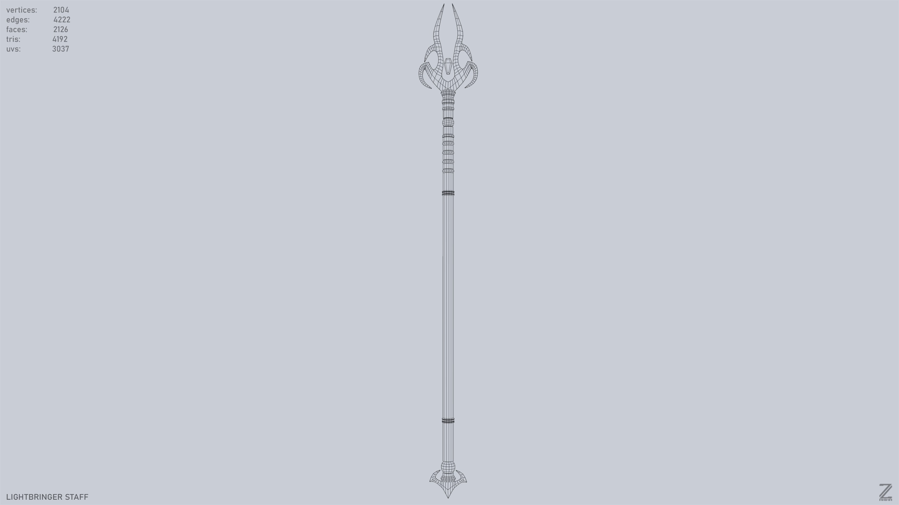 Lightbringer staff Low-poly 3D model_10