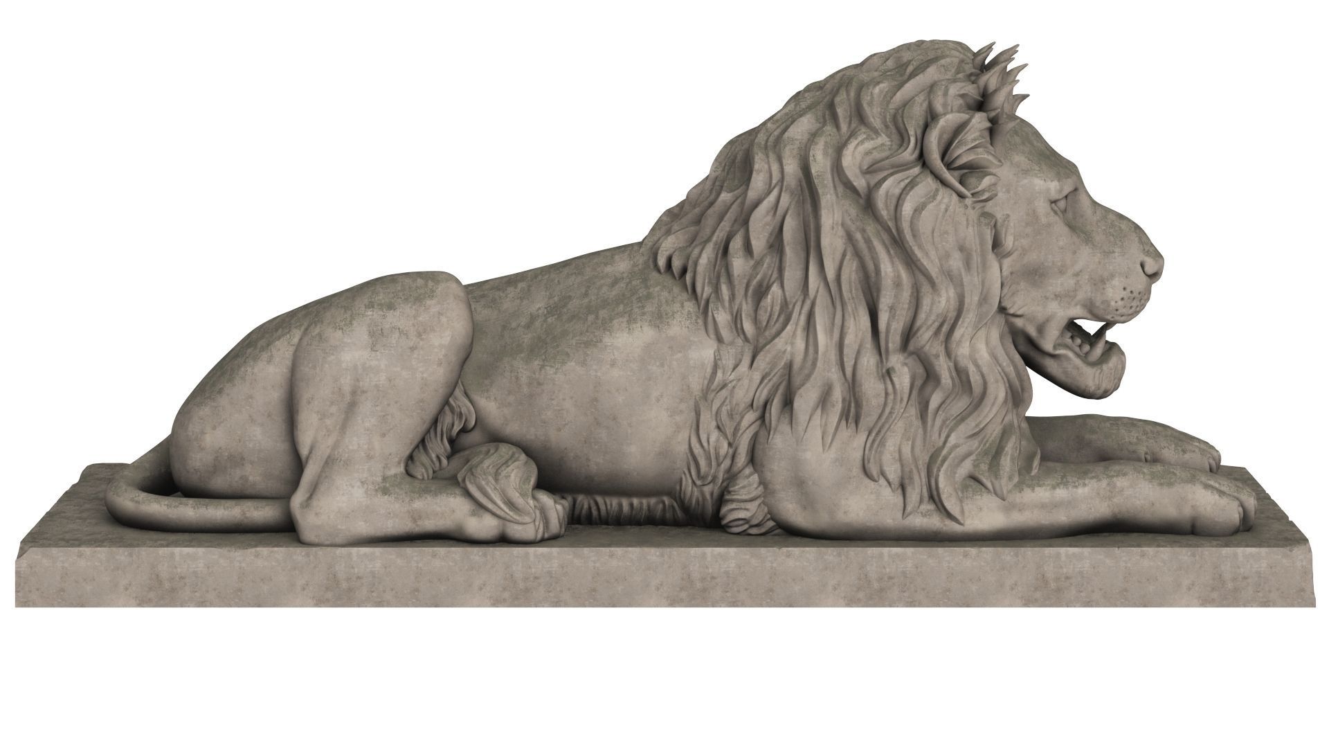 Stone Lion Sculpture Set 3D model_23