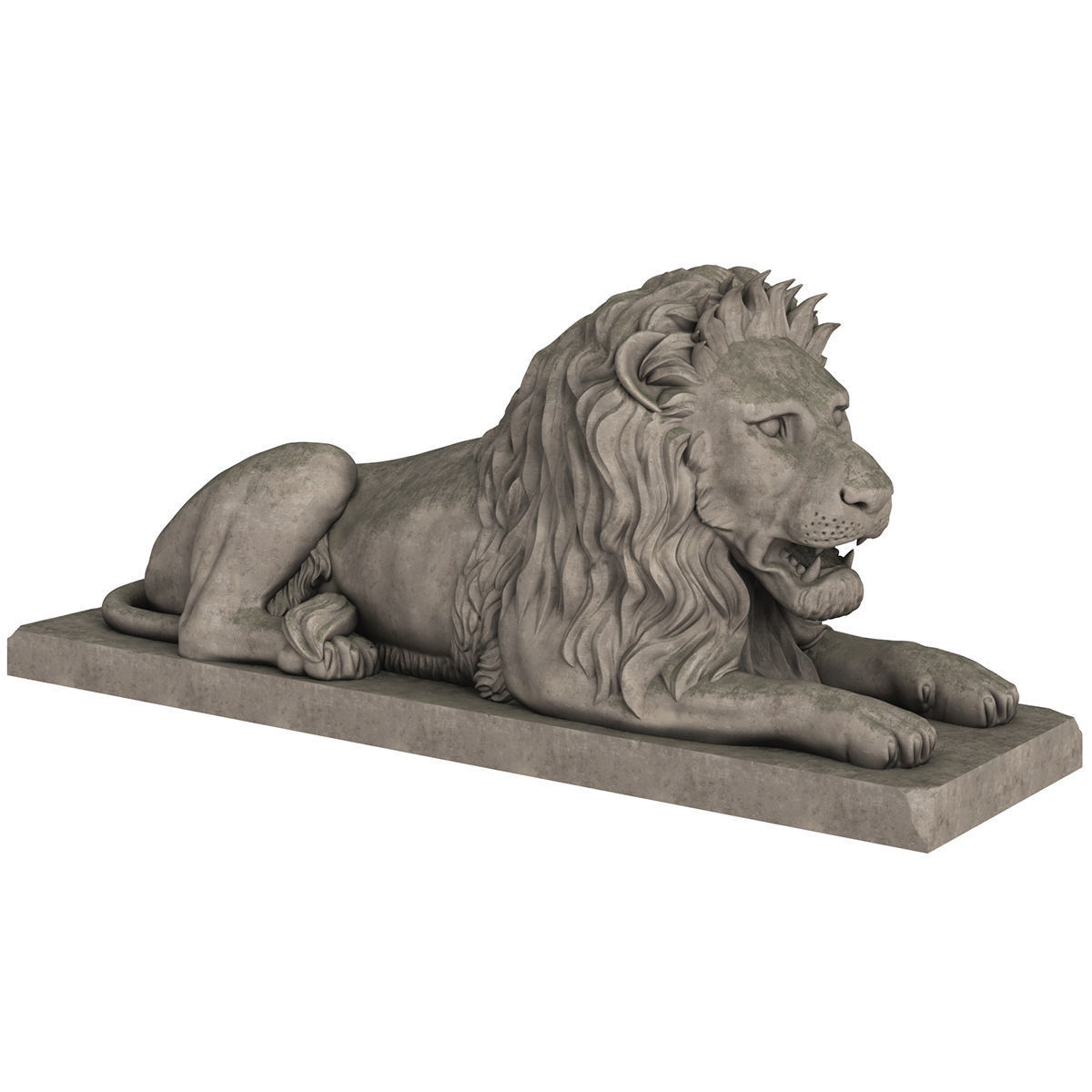 Stone Lion Sculpture Set 3D model_21