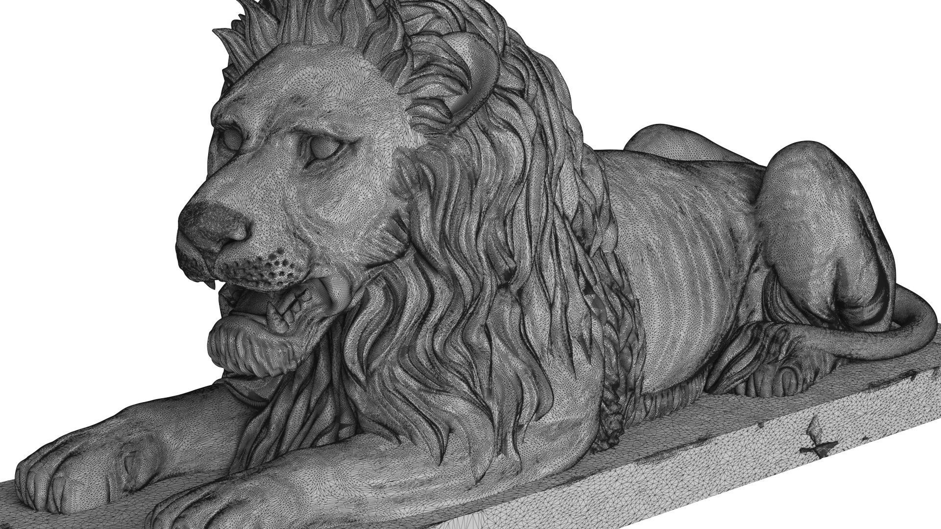 Stone Lion Sculpture Set 3D model_15