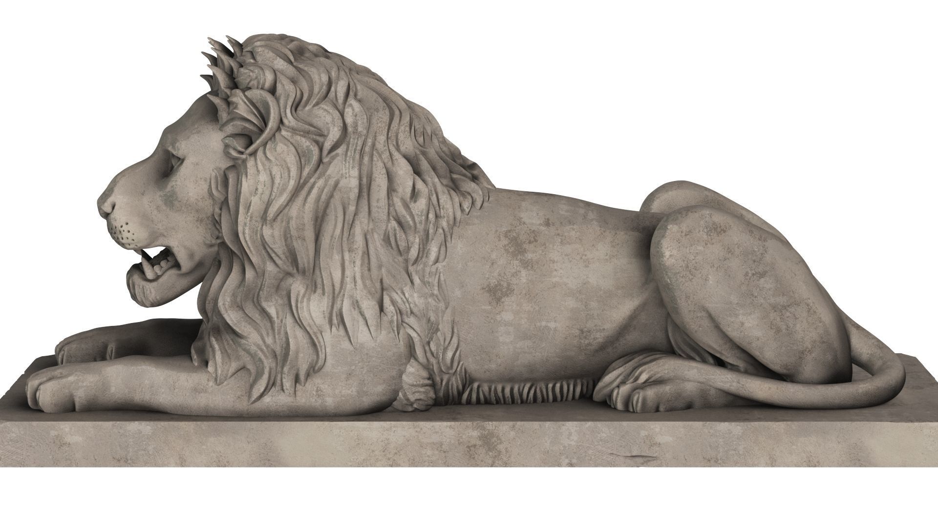 Stone Lion Sculpture Set 3D model_24