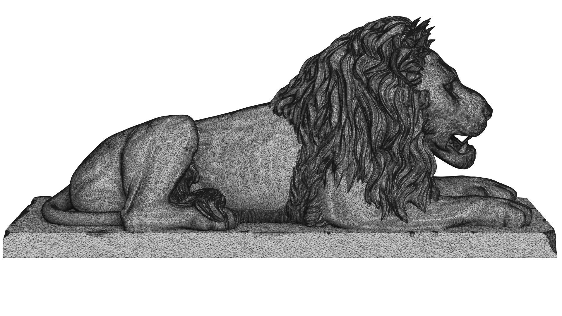 Stone Lion Sculpture Set 3D model_14