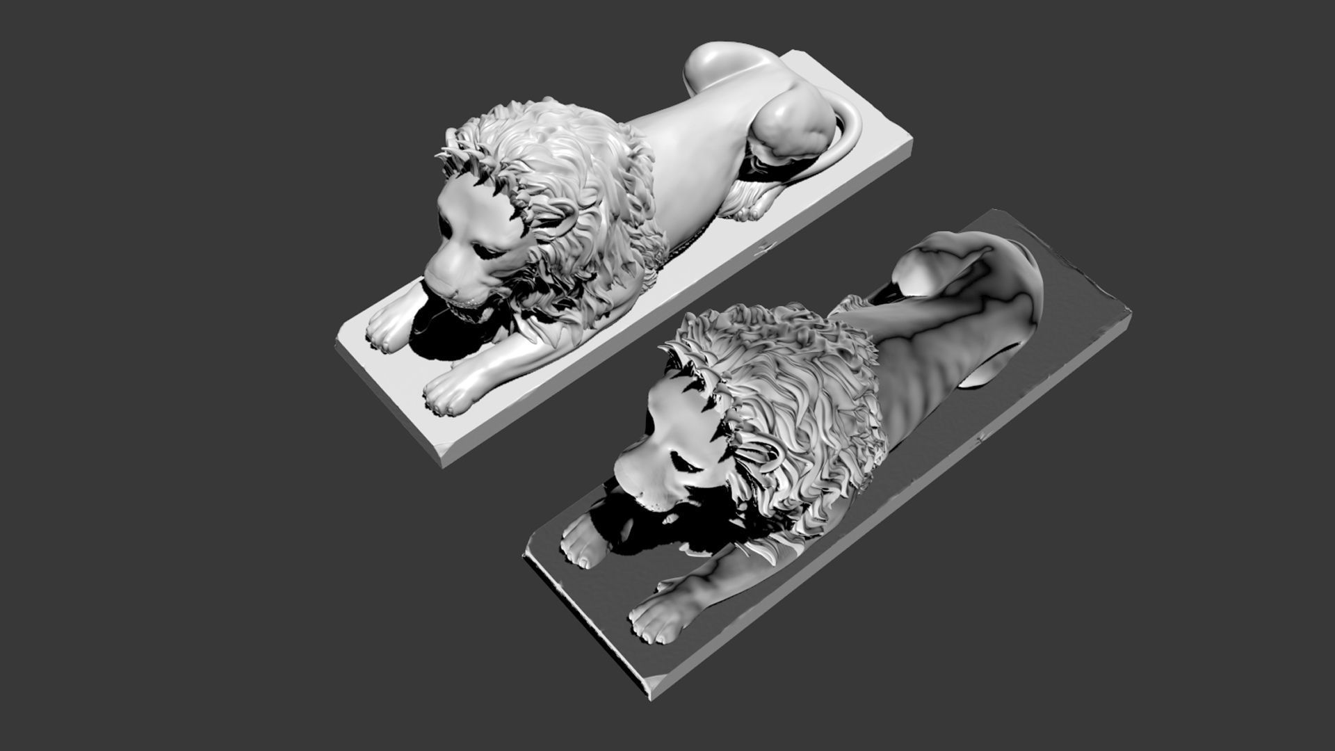 Stone Lion Sculpture Set 3D model_20