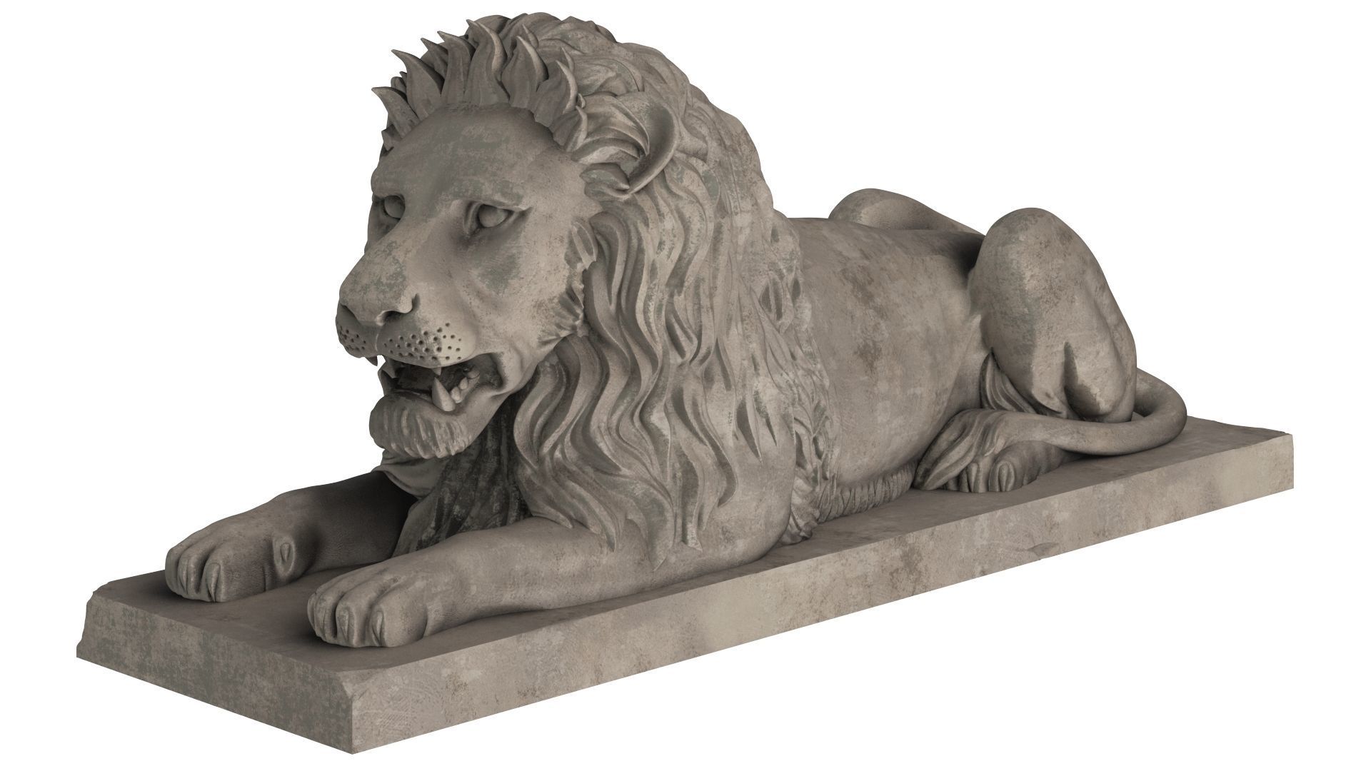 Stone Lion Sculpture Set 3D model_3