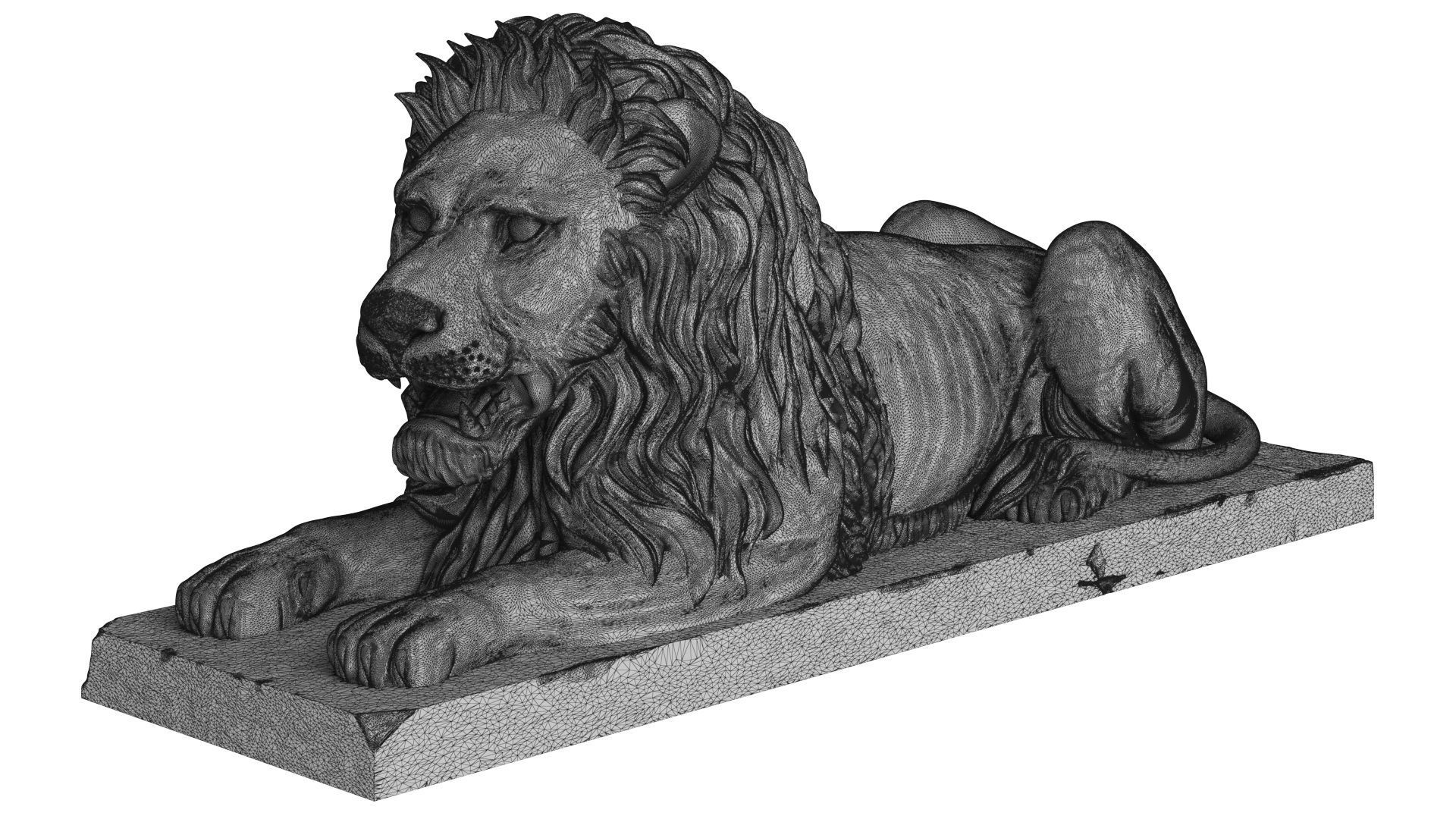 Stone Lion Sculpture Set 3D model_10