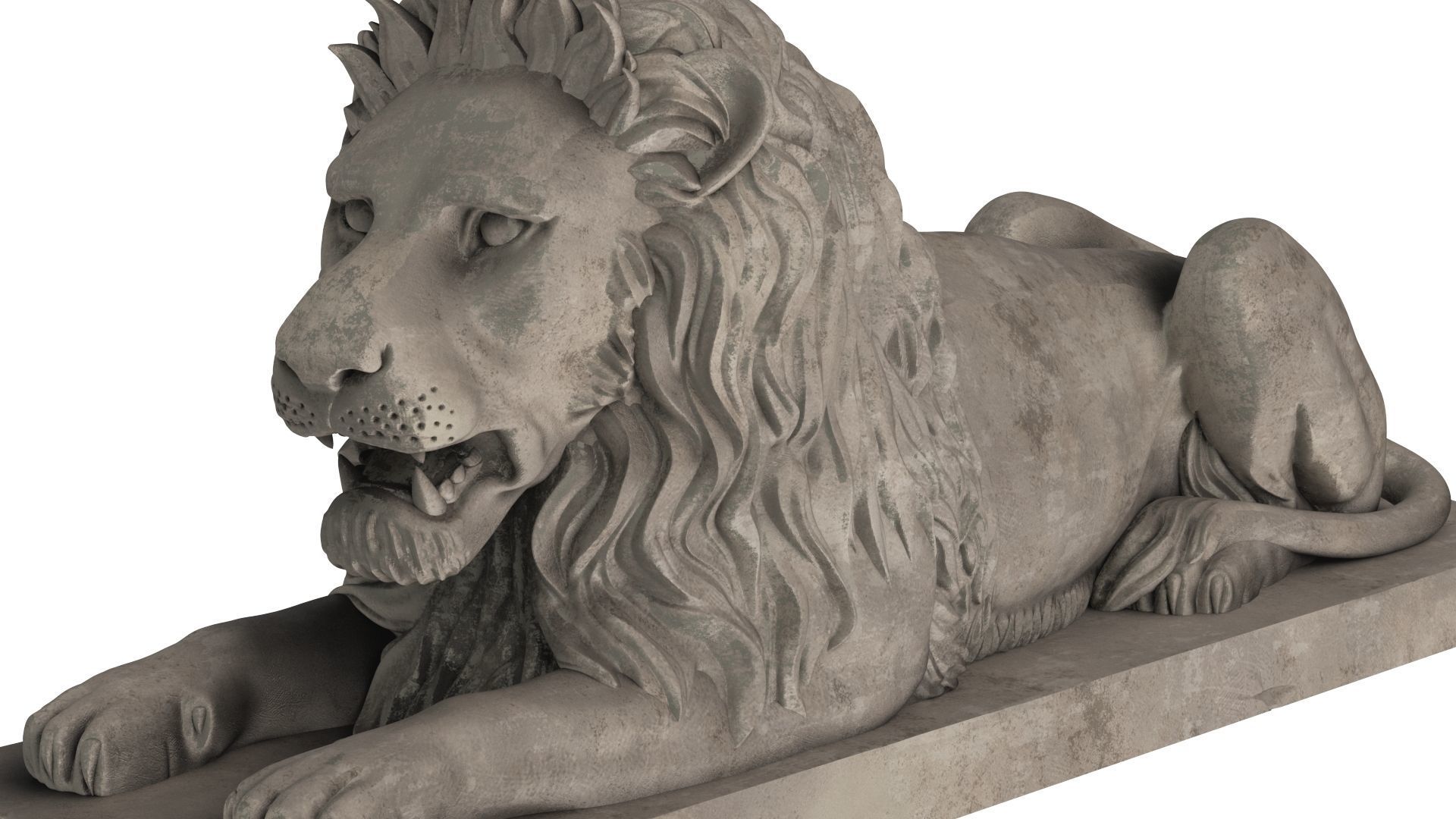 Stone Lion Sculpture Set 3D model_26