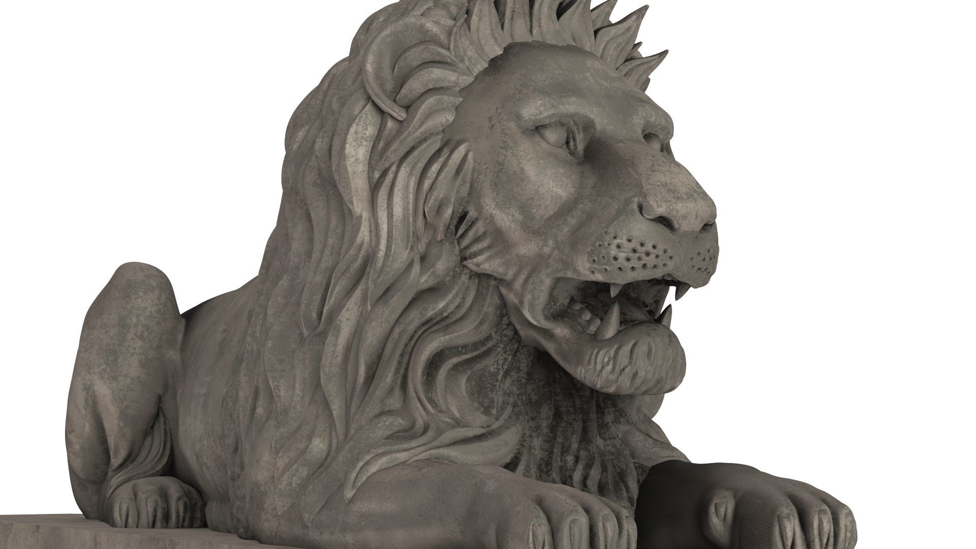 Stone Lion Sculpture Set 3D model_7