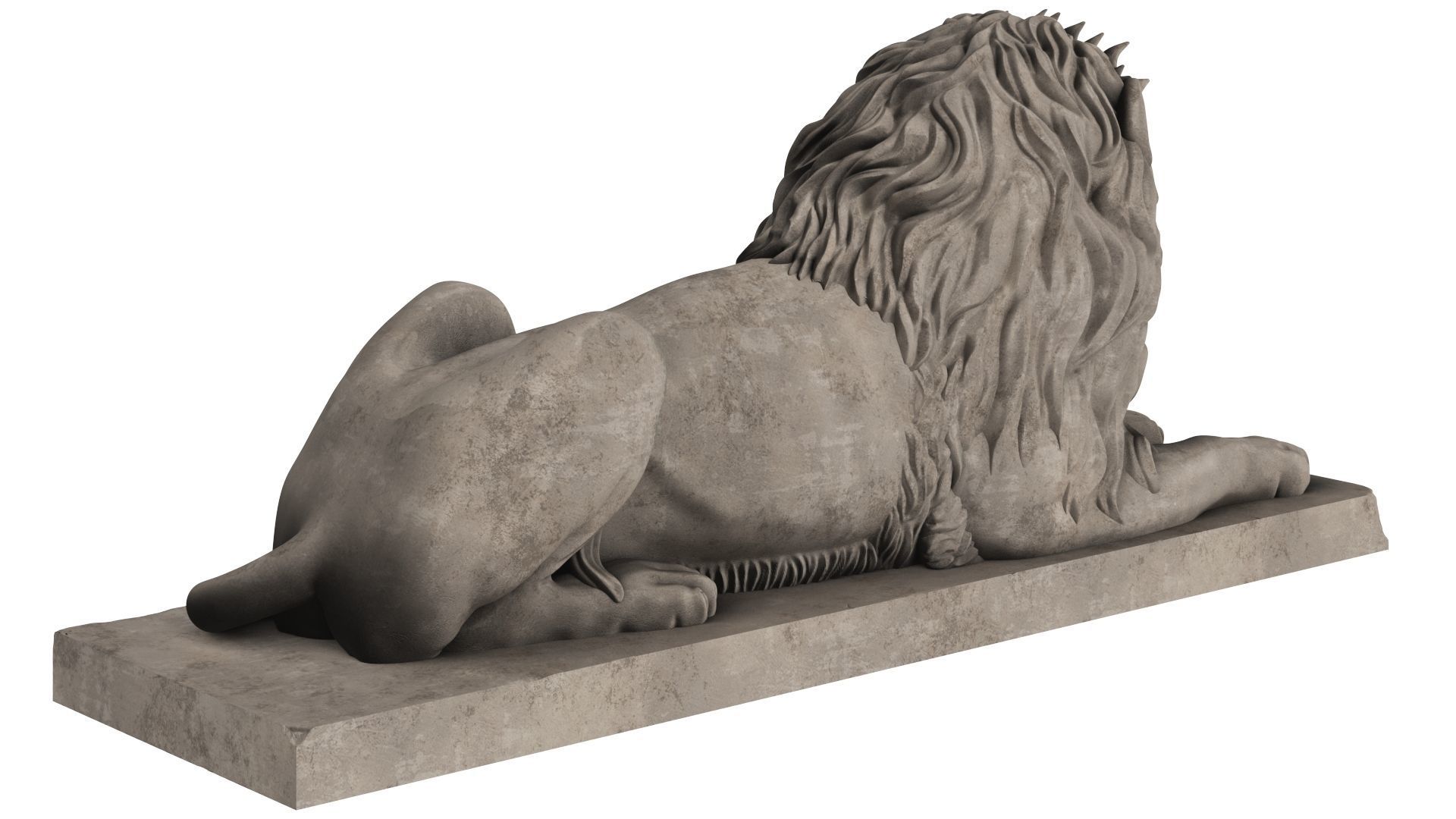Stone Lion Sculpture Set 3D model_5