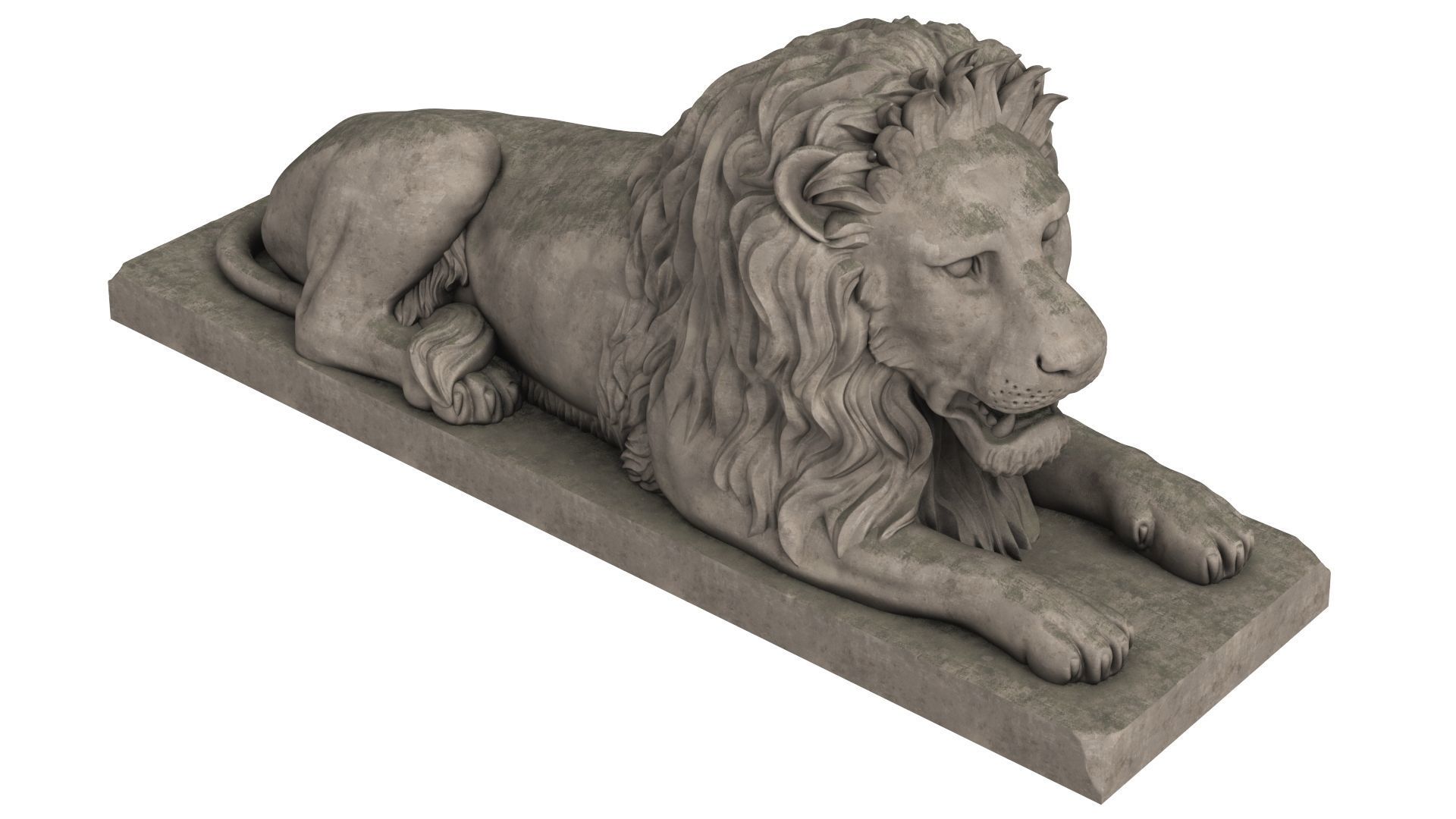 Stone Lion Sculpture Set 3D model_25