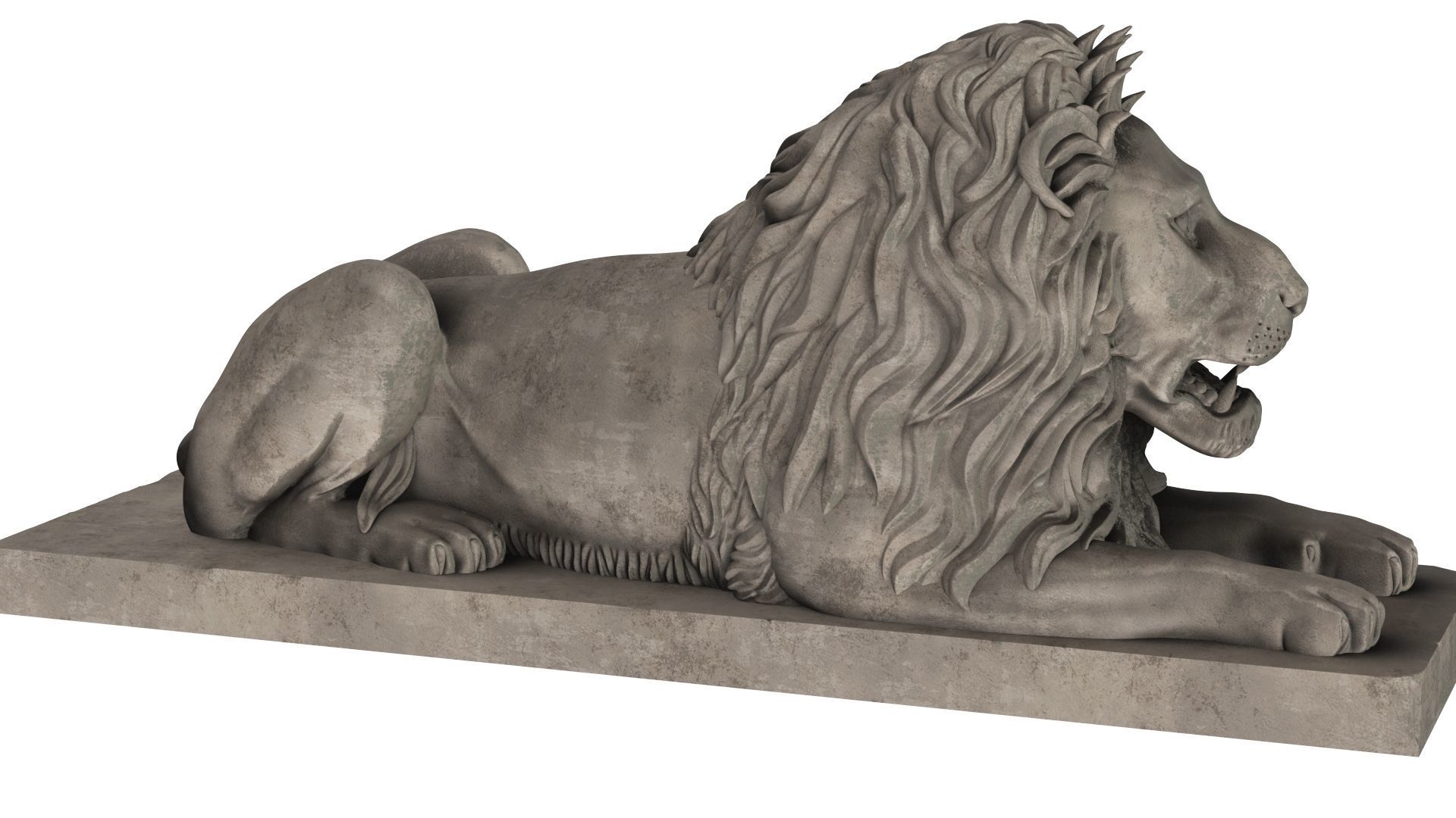 Stone Lion Sculpture Set 3D model_1