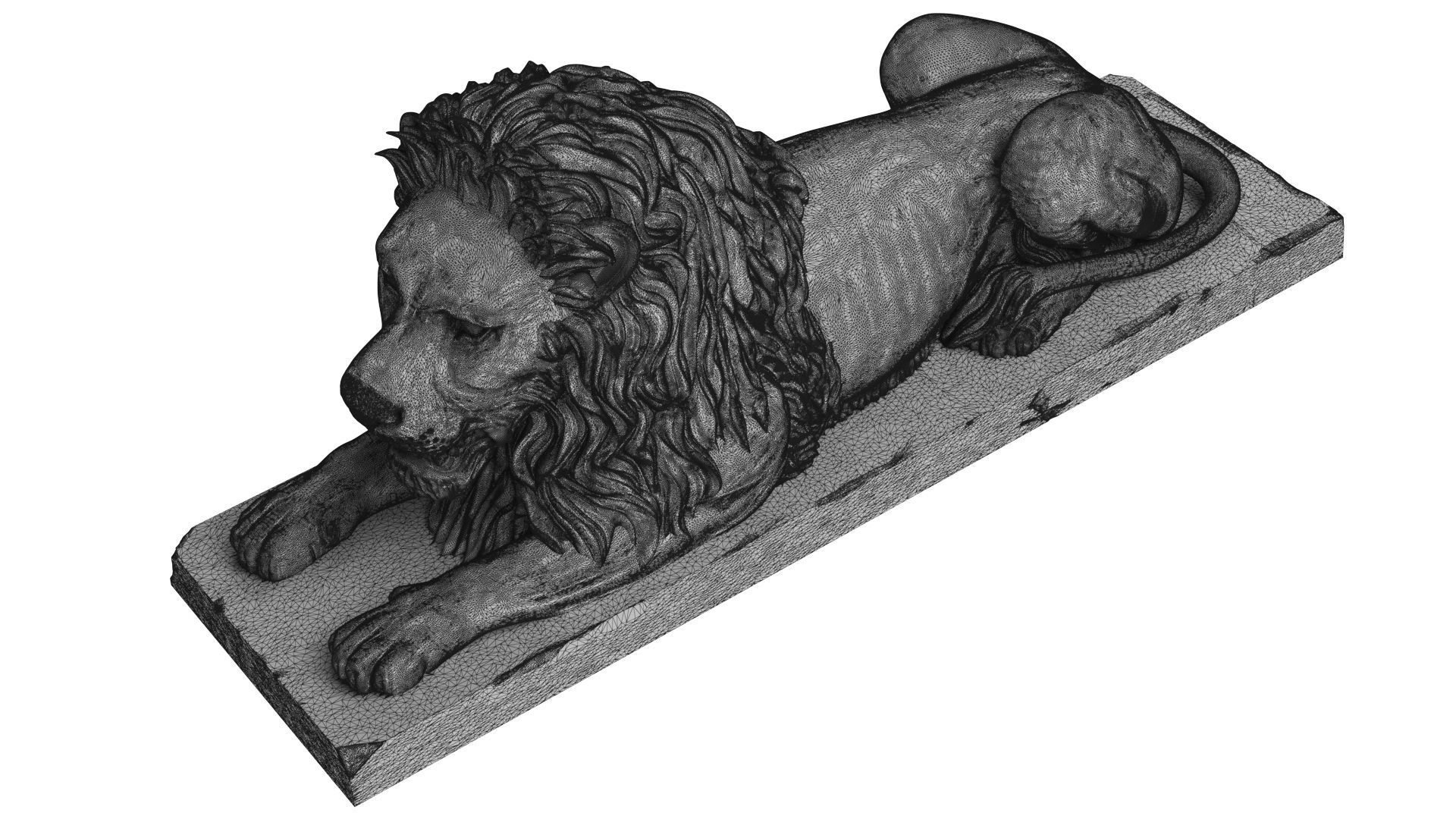 Stone Lion Sculpture Set 3D model_13