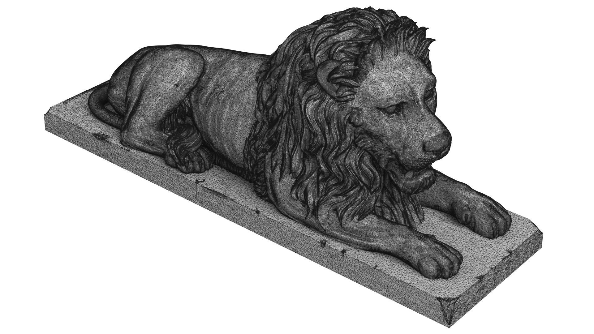 Stone Lion Sculpture Set 3D model_16