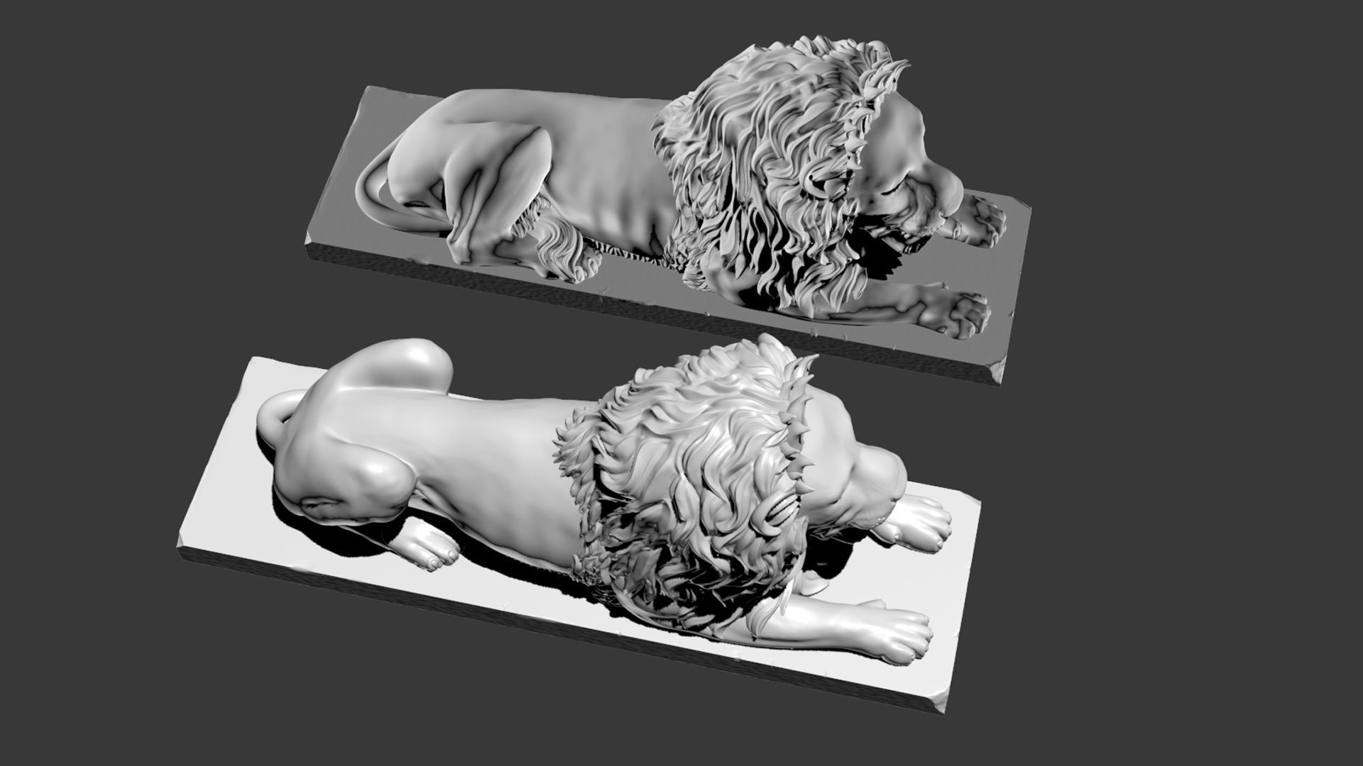 Stone Lion Sculpture Set 3D model_19