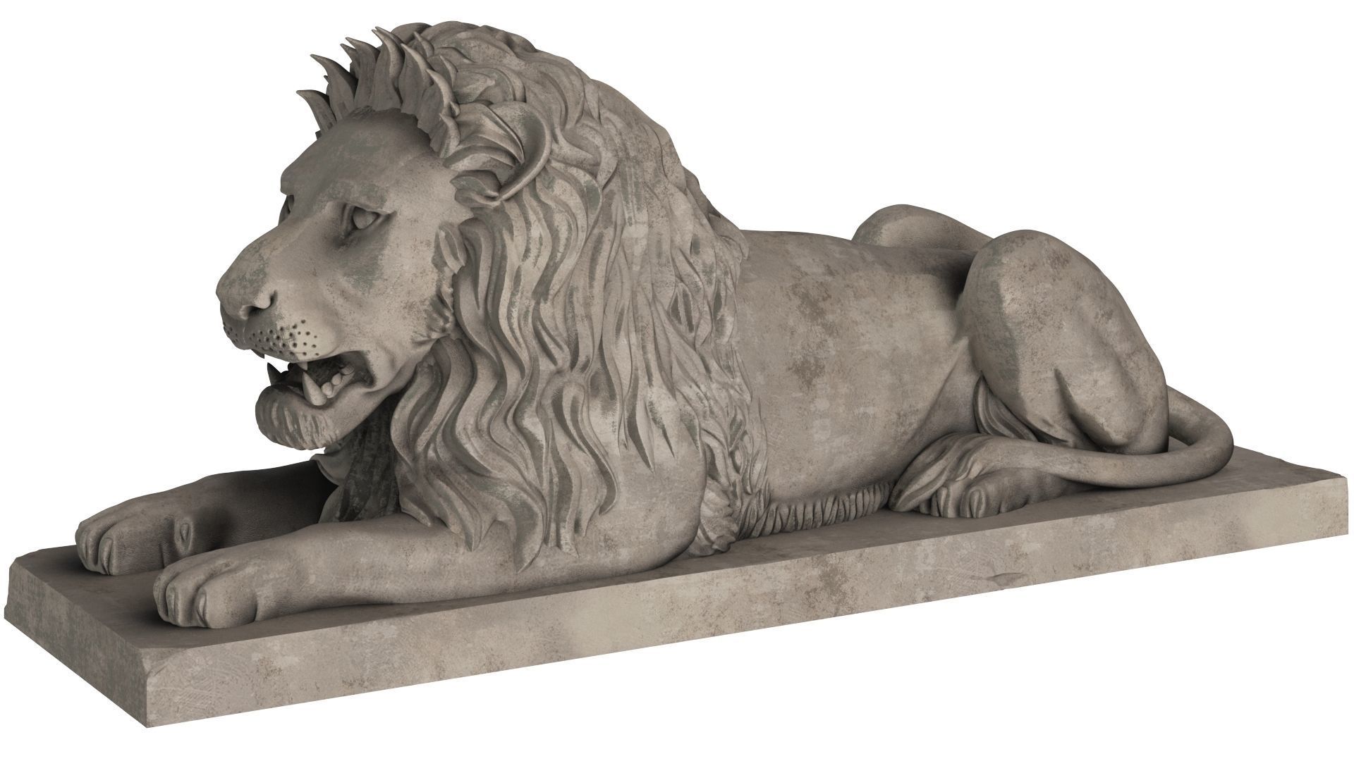 Stone Lion Sculpture Set 3D model_9