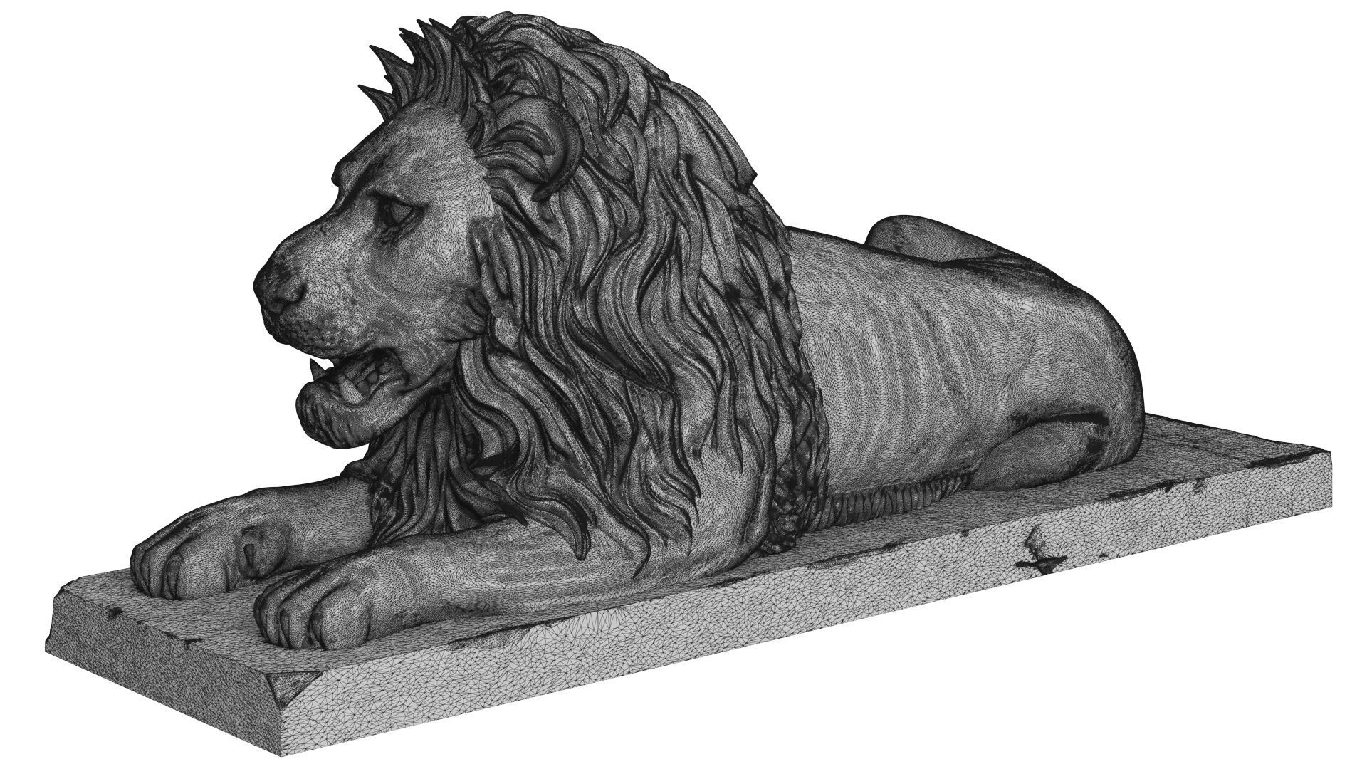 Stone Lion Sculpture Set 3D model_18