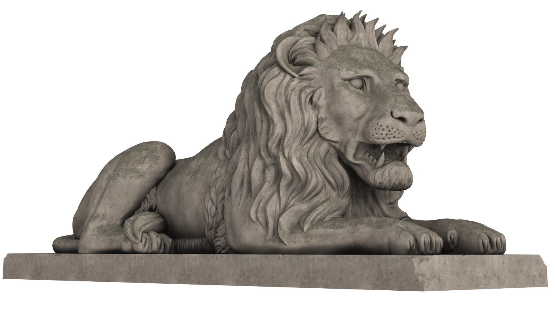 Stone Lion Sculpture Set 3D model_8