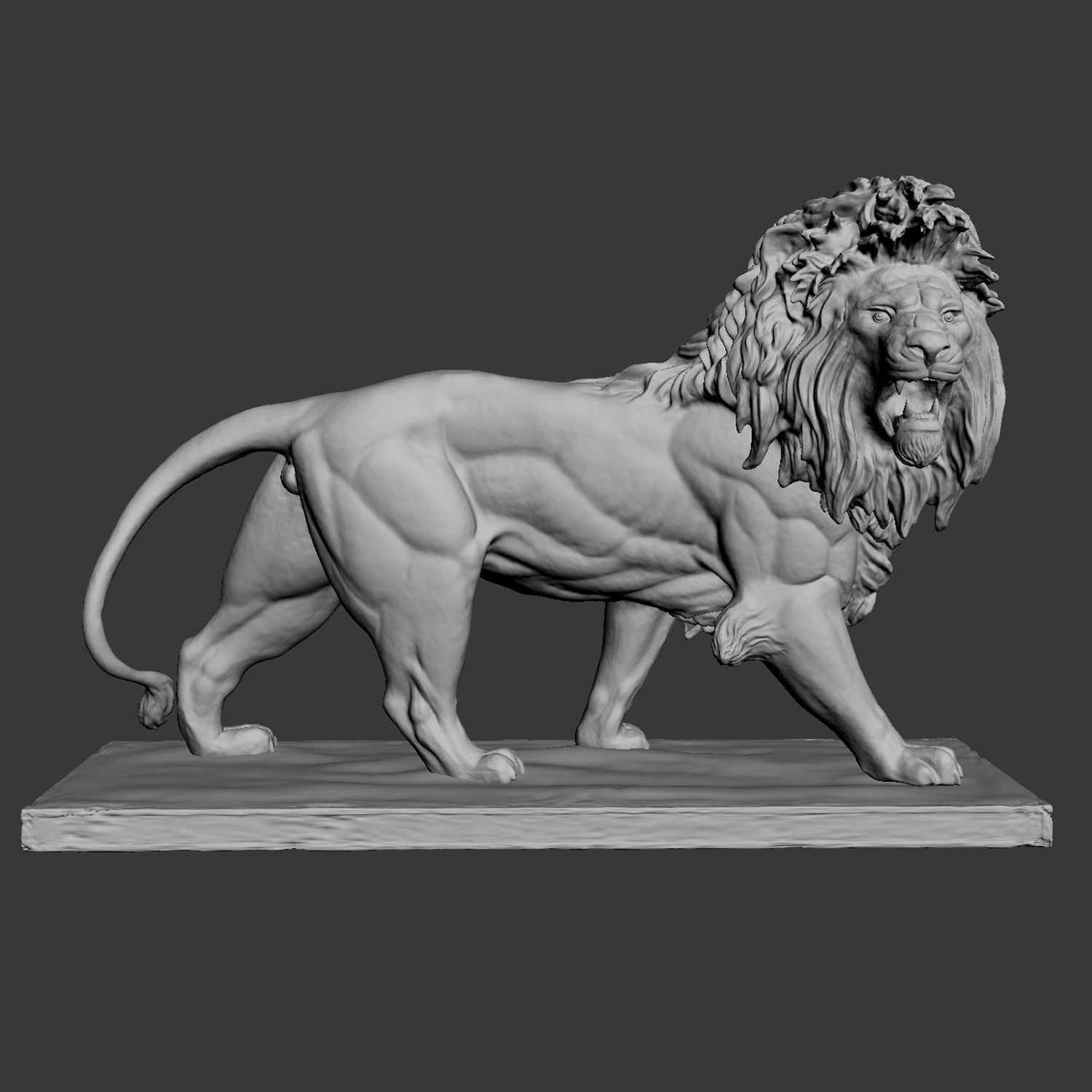 Stone Lion Statue 3D model_6