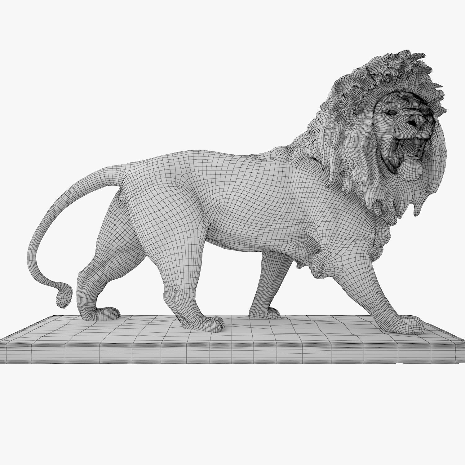 Stone Lion Statue 3D model_11
