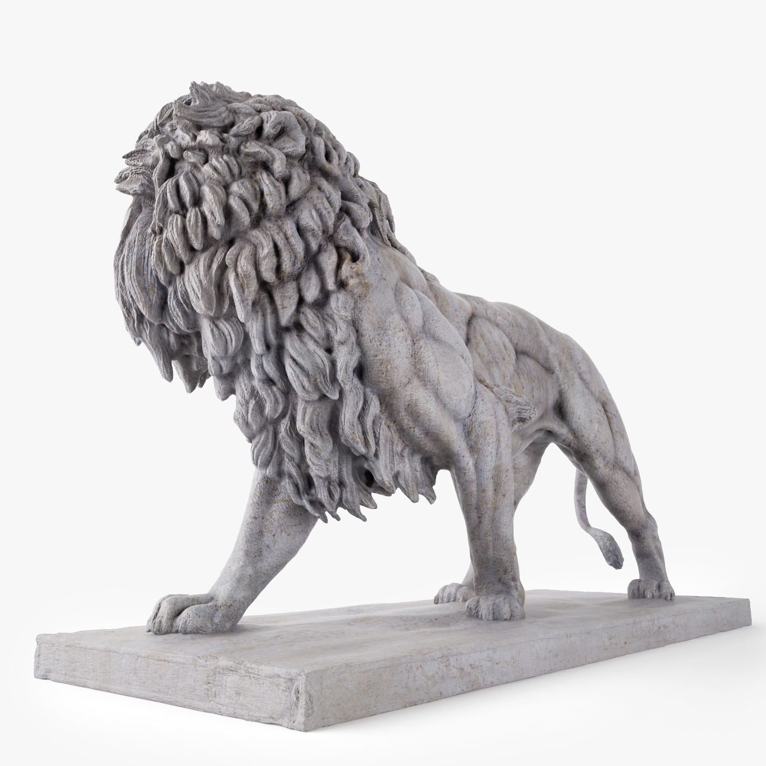 Stone Lion Statue 3D model_3