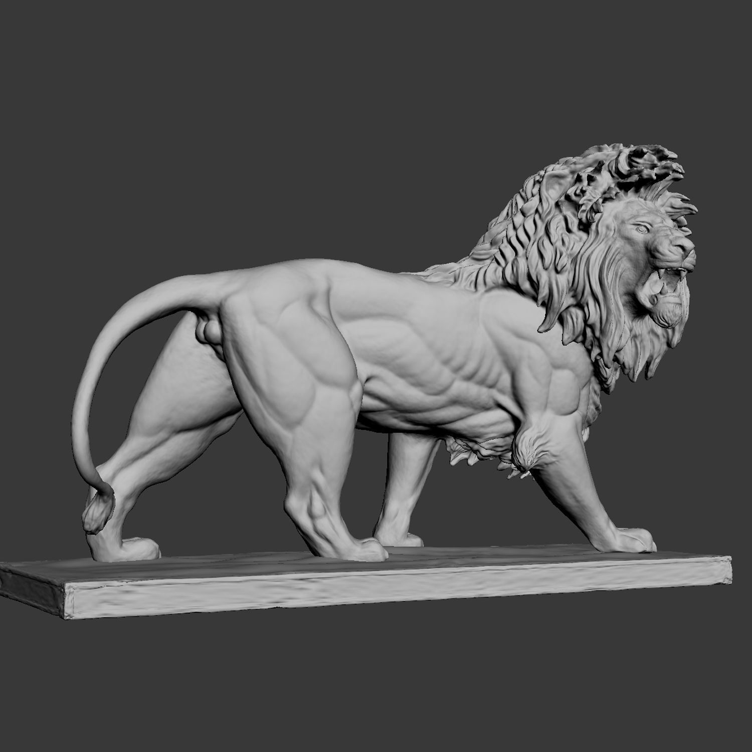 Stone Lion Statue 3D model_5