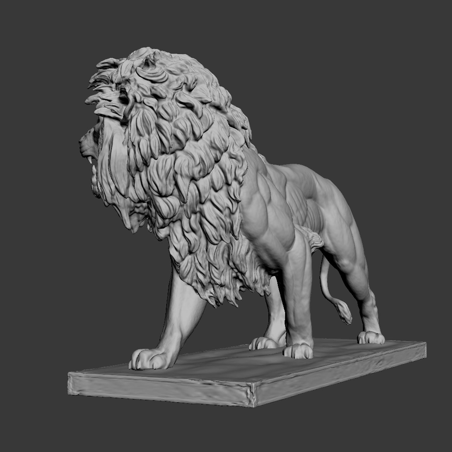 Stone Lion Statue 3D model_9