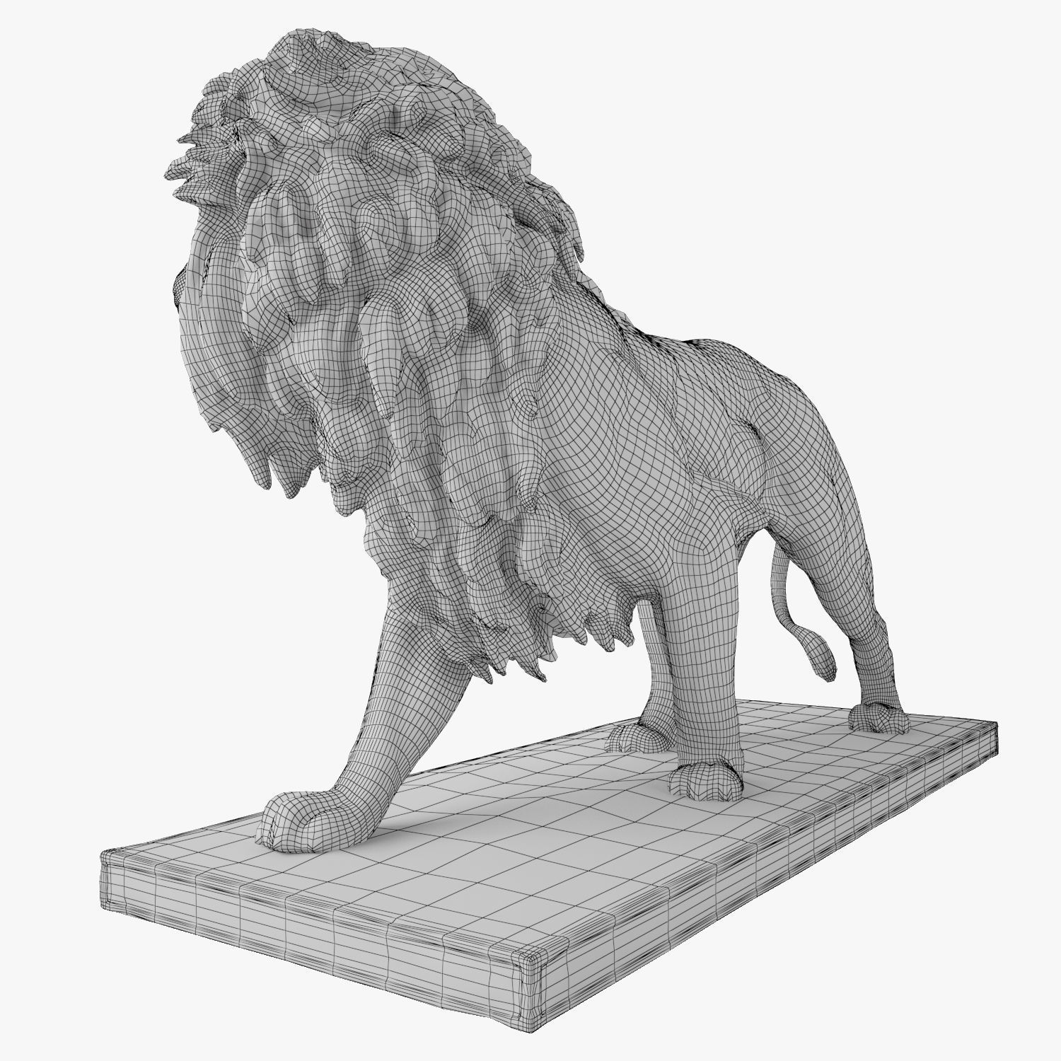 Stone Lion Statue 3D model_13