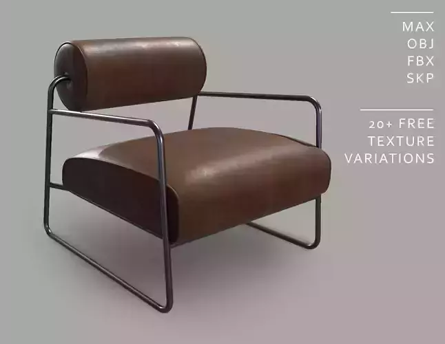 Modern Metal Leg Armchair - A014 3D model