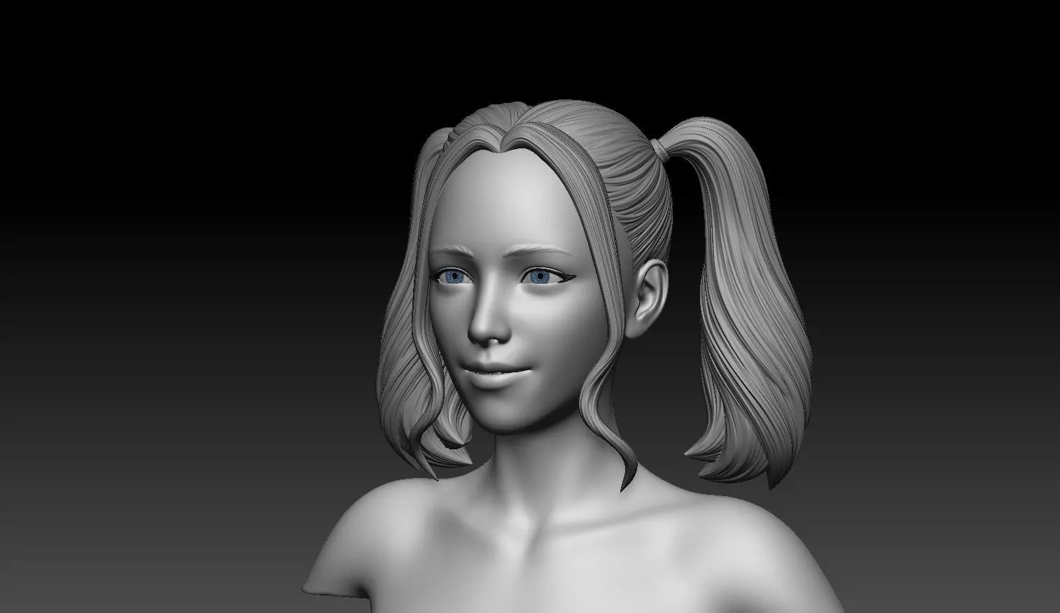 Female Hair Model A03 3D model_0