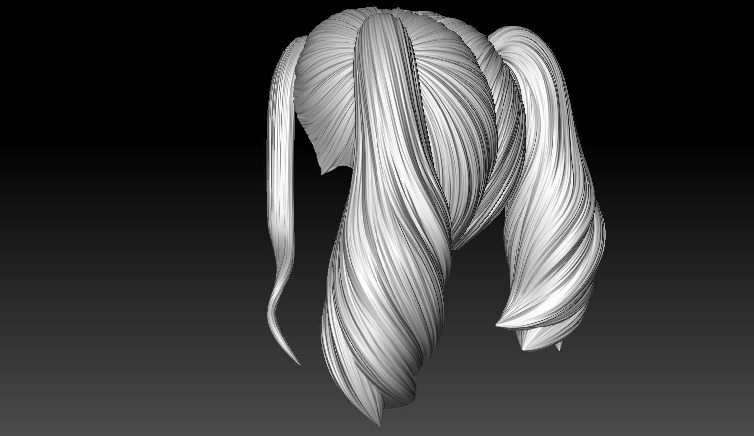 Female Hair Model A03 3D model_12